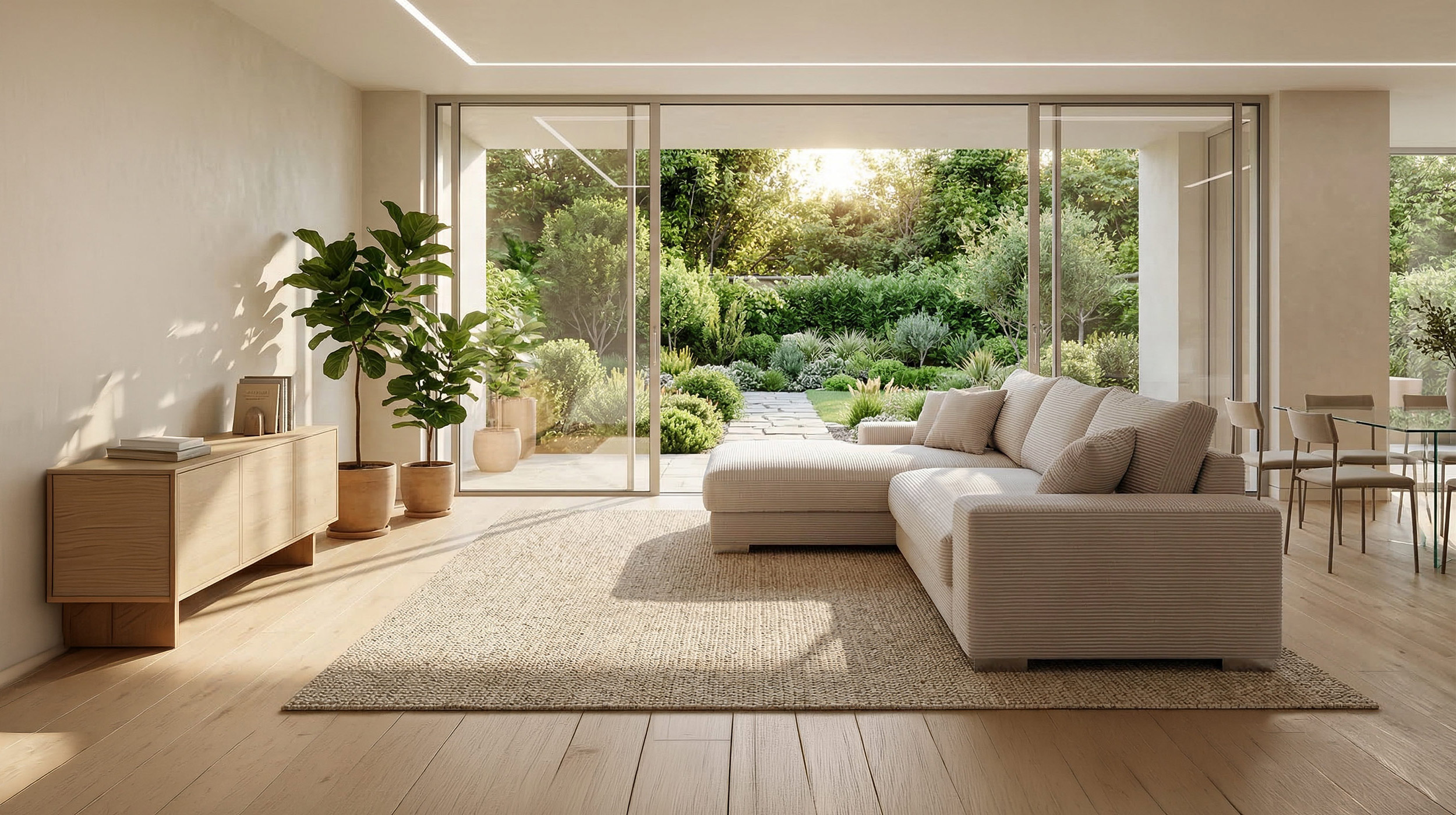 Ecksofa Cord beige 285 x 176 cm - OT links - SYDNEY