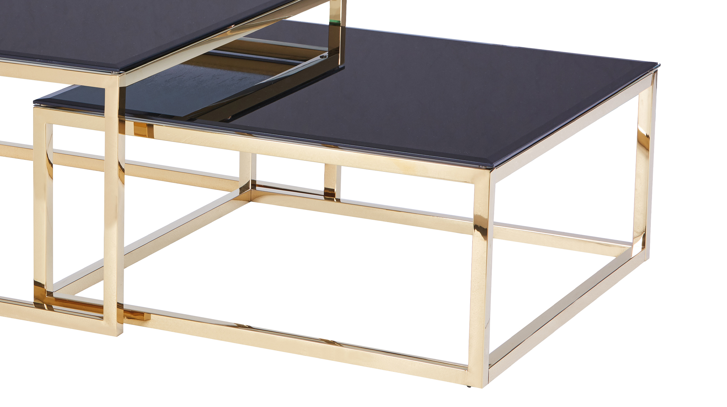 Couchtisch 2er-Set Glas schwarz - 90 x 90 cm - BRANKO