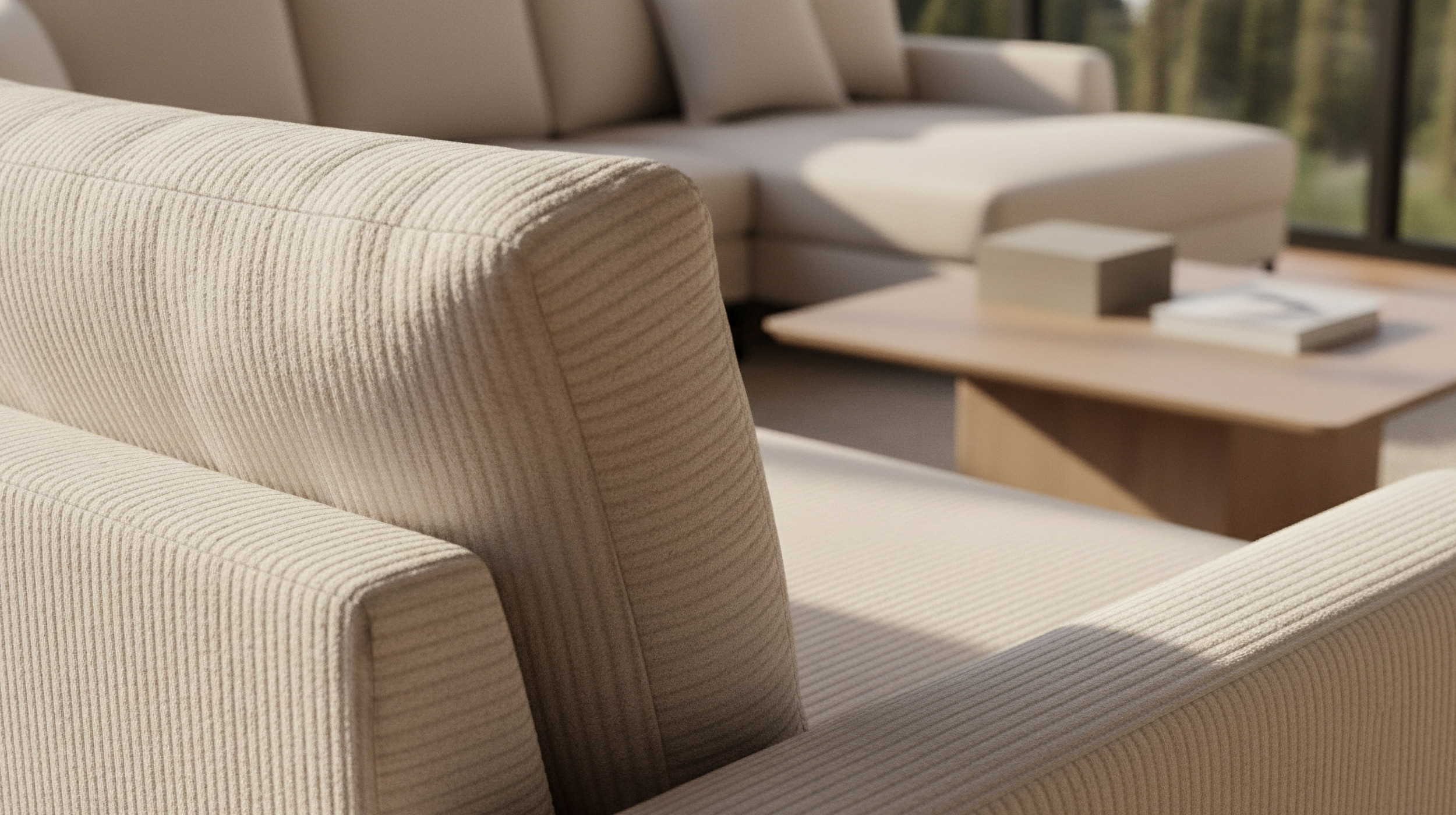 Wohnlandschaft Cord beige - 360 cm - SUMMER