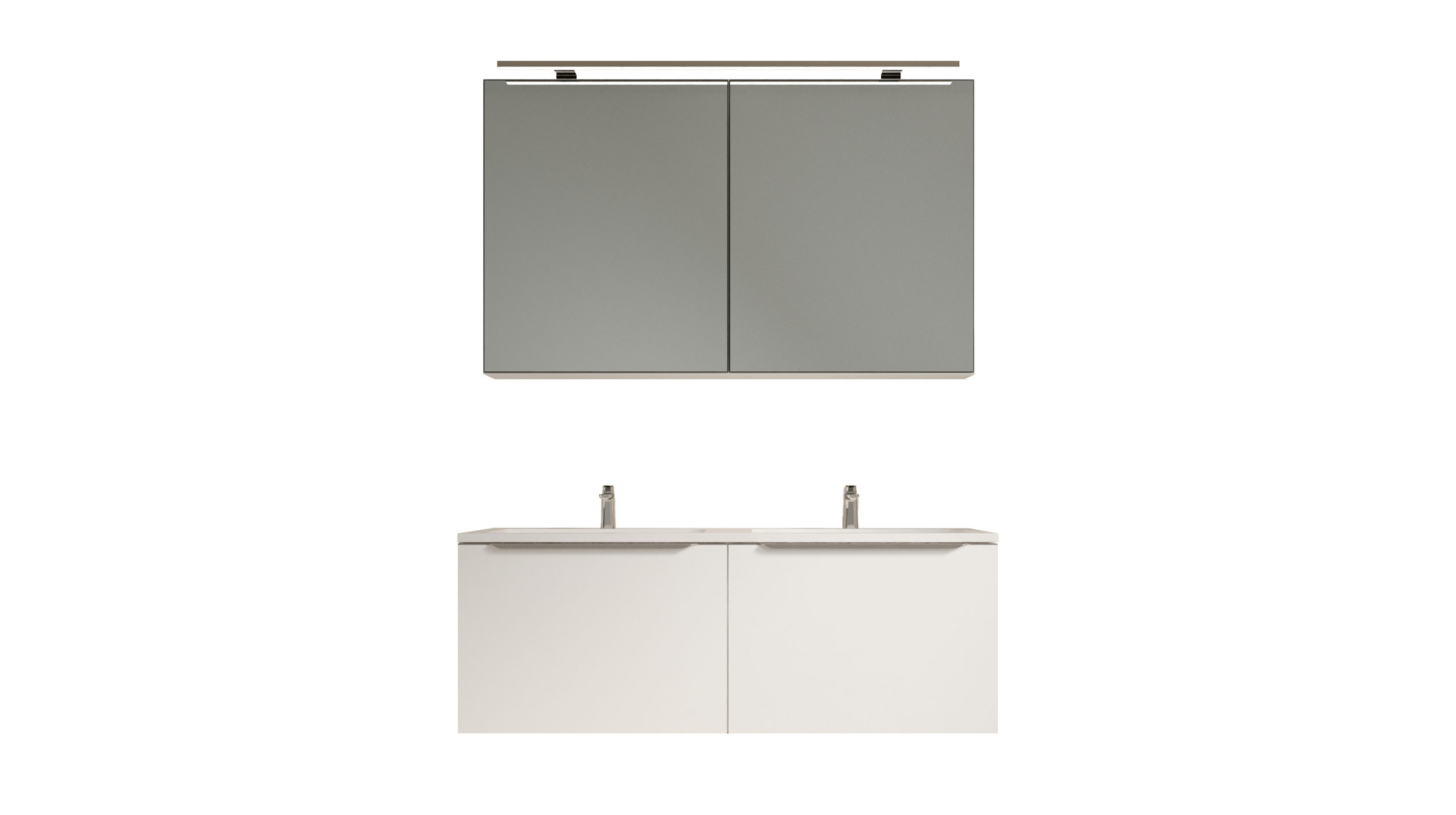 Badmöbel-Set weiß matt - 2 Teile - Waschtisch 121 cm - SANTANA