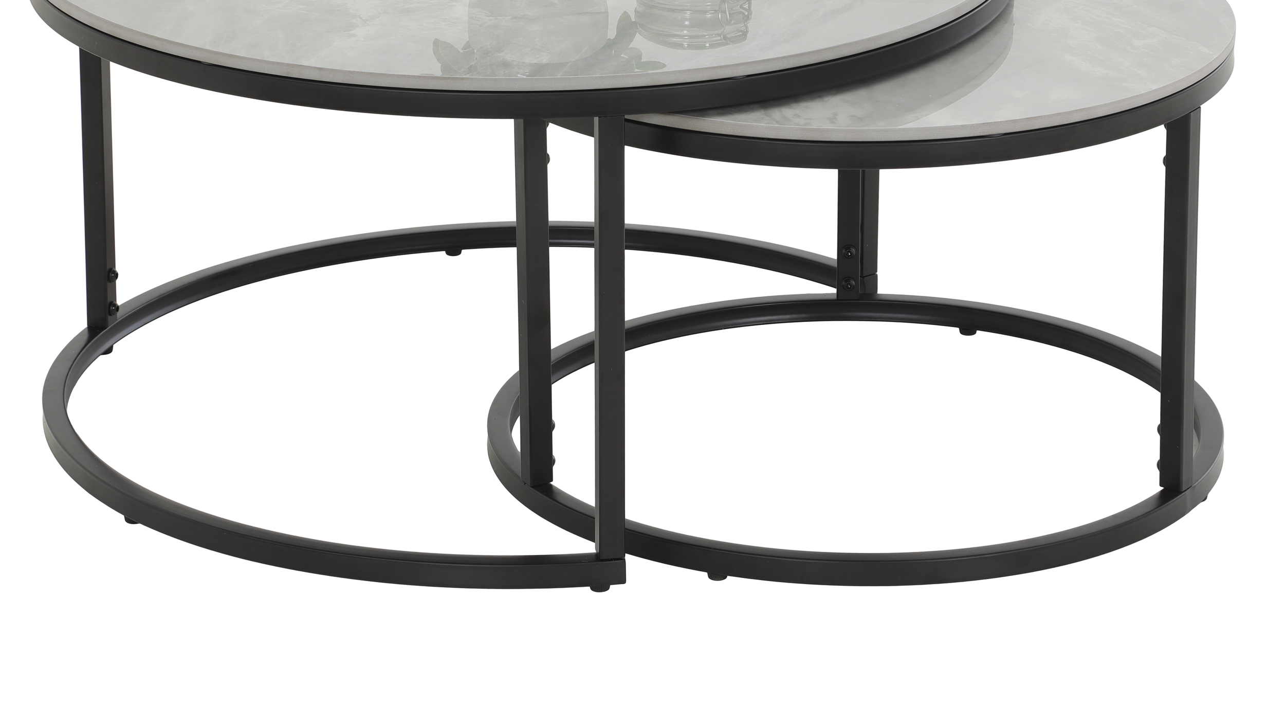 Couchtisch 2er-Set Marmoroptik grau hochglanz - 80 cm - 60 cm - LUAN