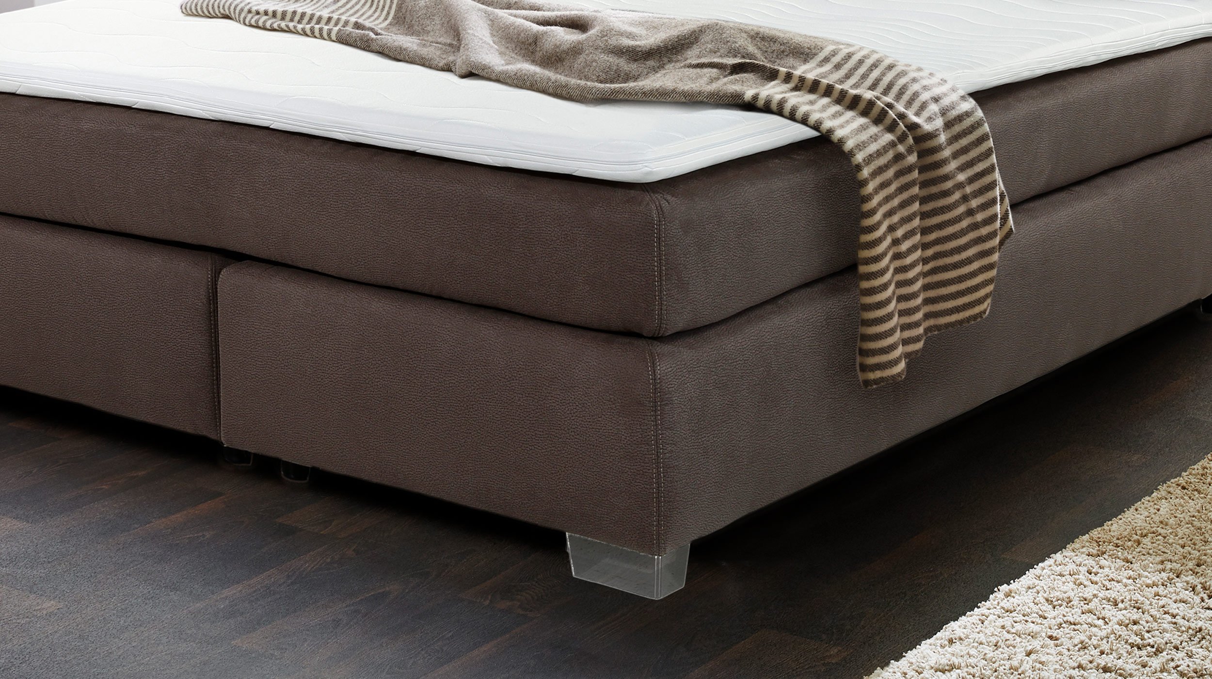 Boxspringbett 160 x 200 cm dunkelbraun H3/H4 - ROMANA - MIX
