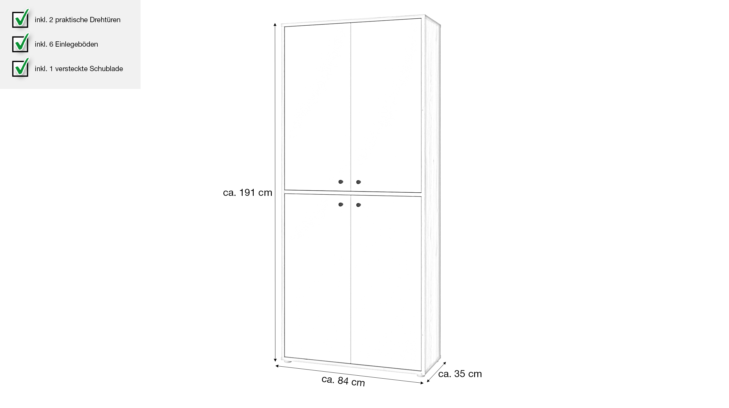 Schuhschrank weiß Artisan Eiche 84 x 191 cm - KENDRAY