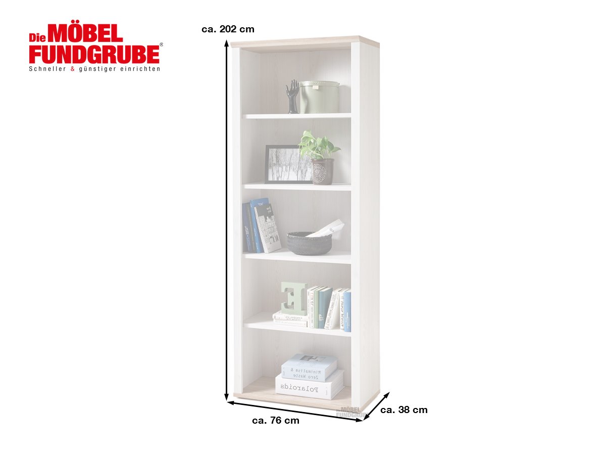 Büroregal San Remo Eiche - Sibiu Lärche 202 cm - ROMANCE