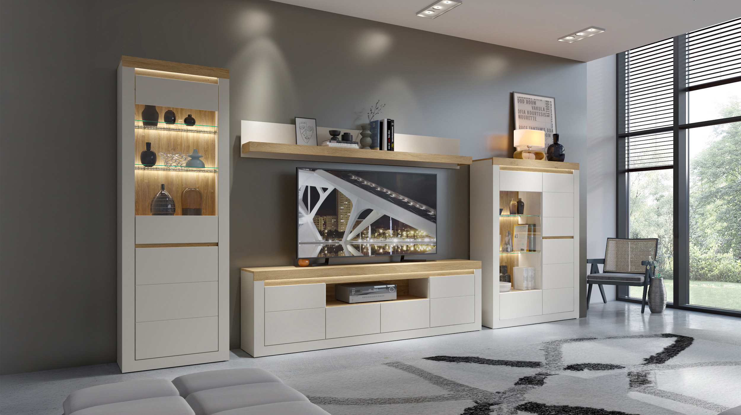 Wandregal Eiche beige - 194 cm - NAXXAR