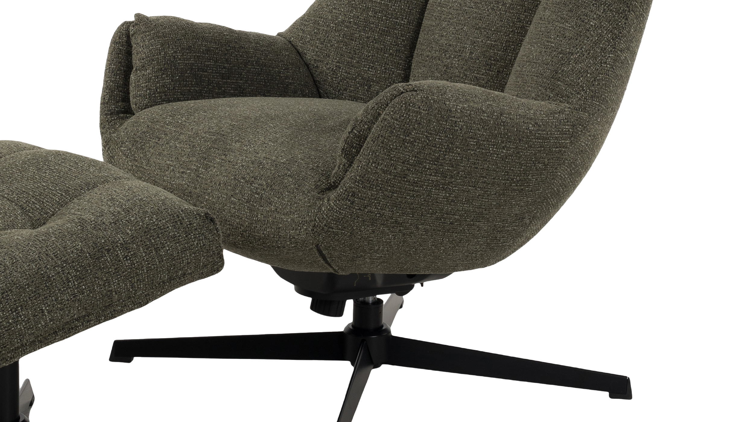 Relaxsessel mit Hocker grün Webstoff - drehbar - PRUNA