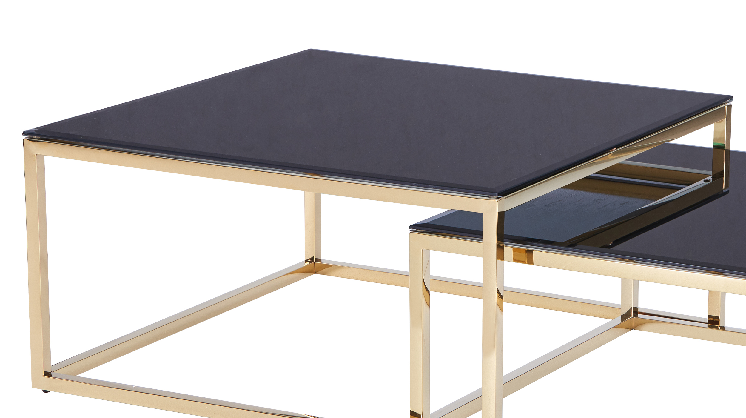 Couchtisch 2er-Set Glas schwarz - 90 x 90 cm - BRANKO