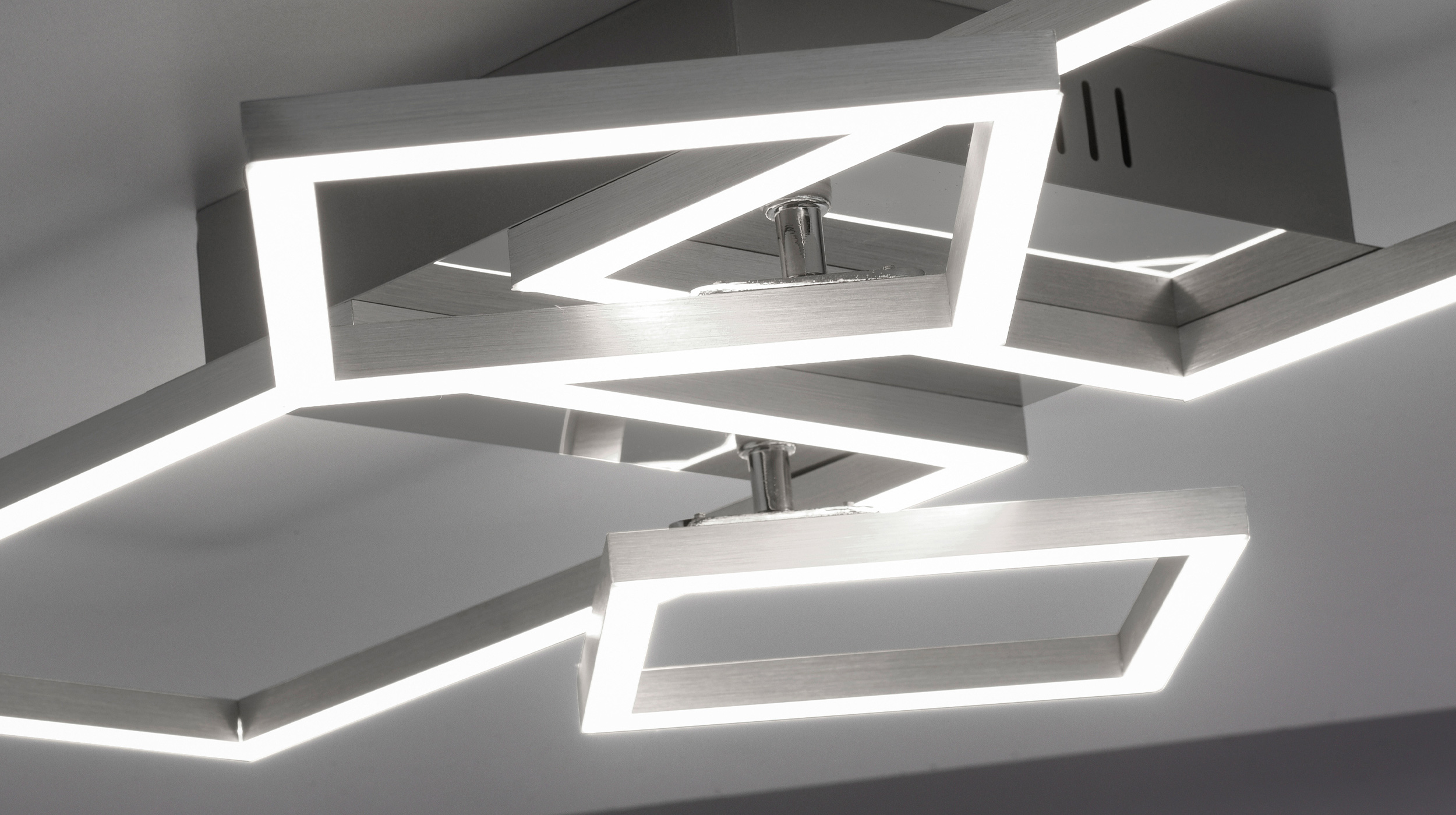 Deckenleuchte stahlfarben 65 x 8 cm 4 LED Paneele drehbar - IVEN