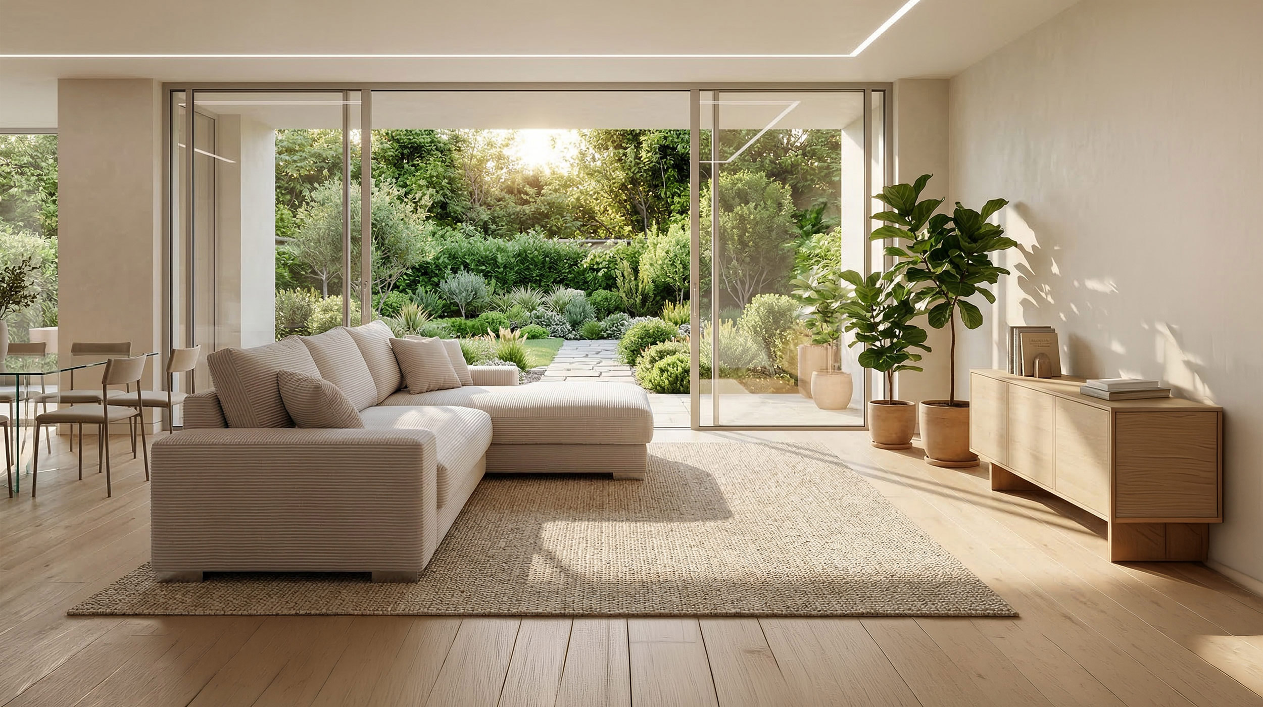 Ecksofa Cord beige 285 x 176 cm - OT rechts - SYDNEY