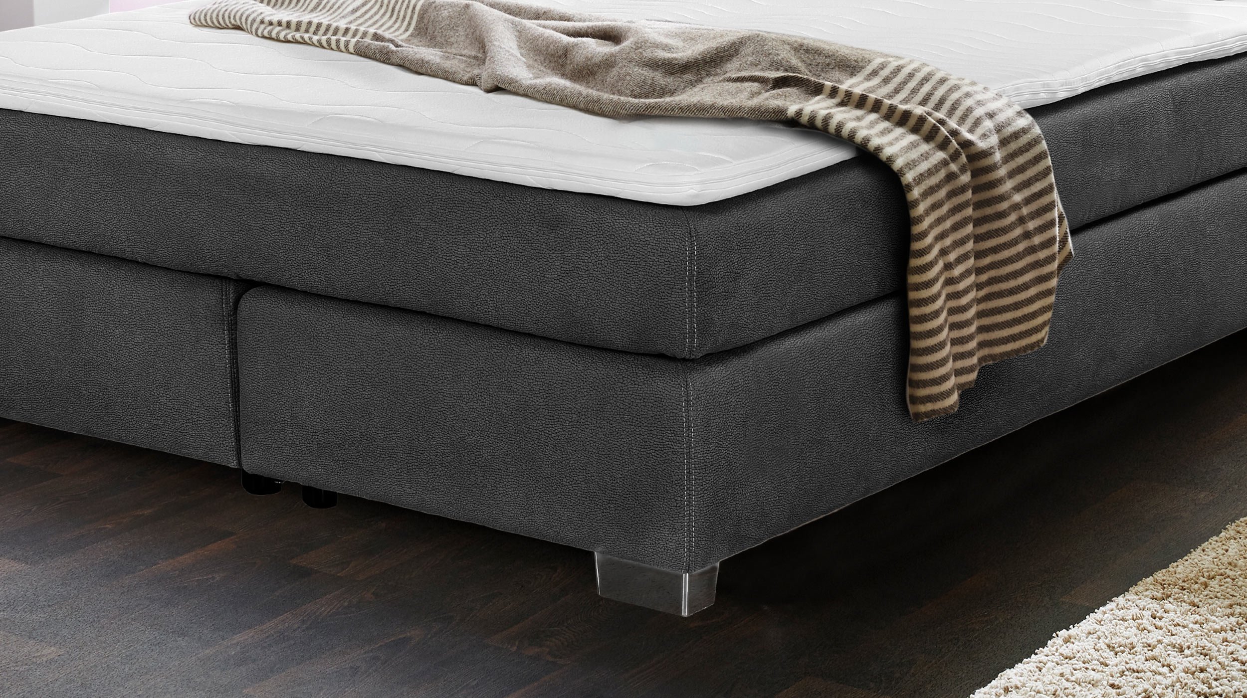 Boxspringbett 160 x 200 cm dunkelgrau H3/H4 - ROMANA - MIX