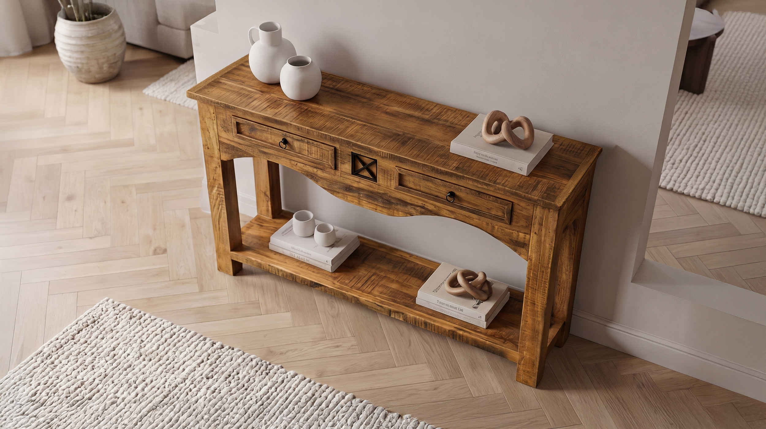 Standregal Akazie massiv lackiert 115 cm - montiert - ACANO