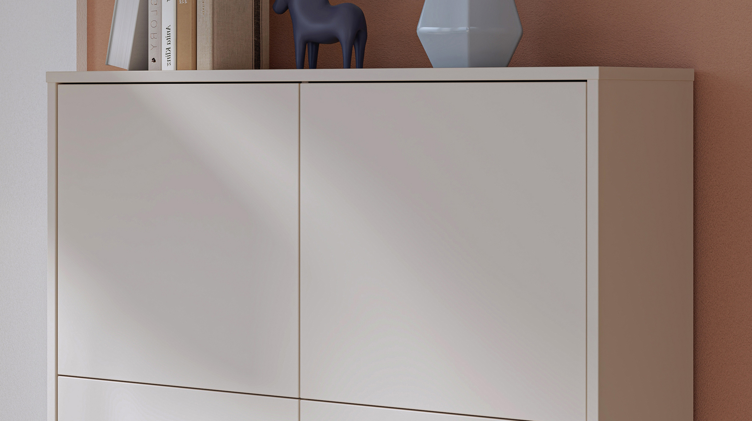 Kommode beige 124 x 35 cm 4-türig - ALICE SPRINGS