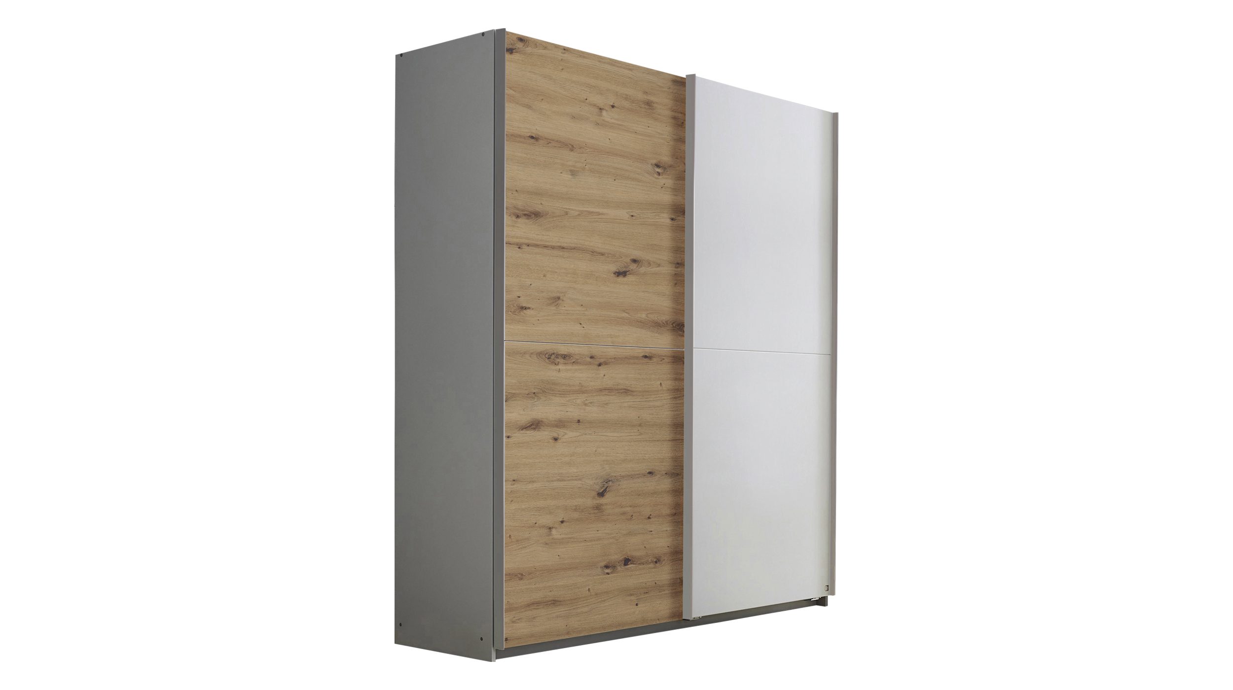 Schwebetürenschrank Eiche weiß - 175 cm 2-türig - SATURN