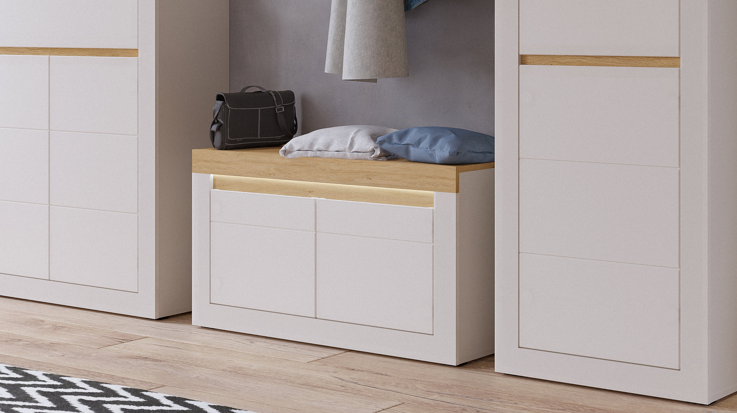 Garderobenbank beige Stone Eiche 94 cm - NAXXAR