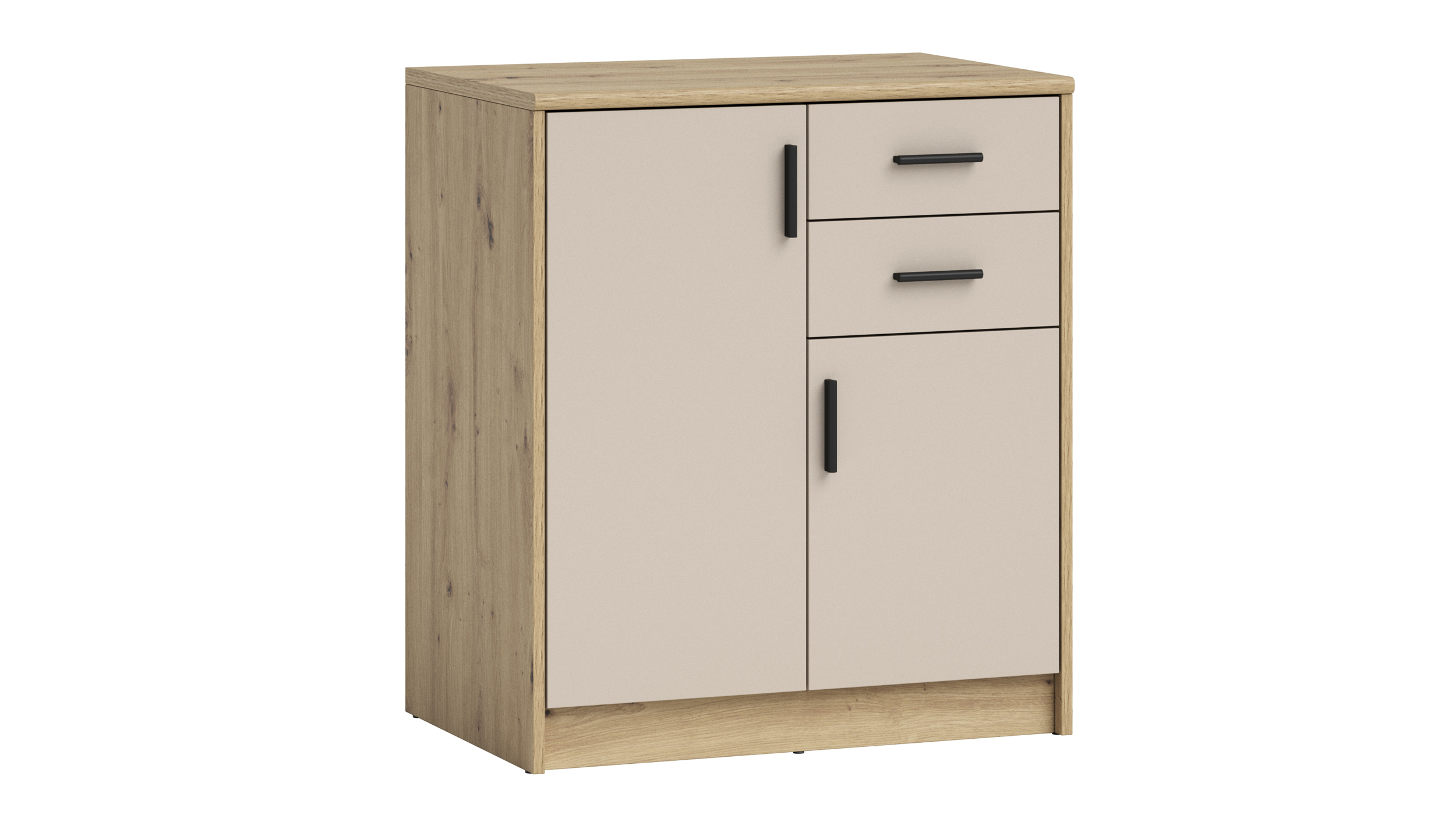 Kommode mit 2 Schubladen beige - Artisan Eiche 74 x 50 cm - NELLY