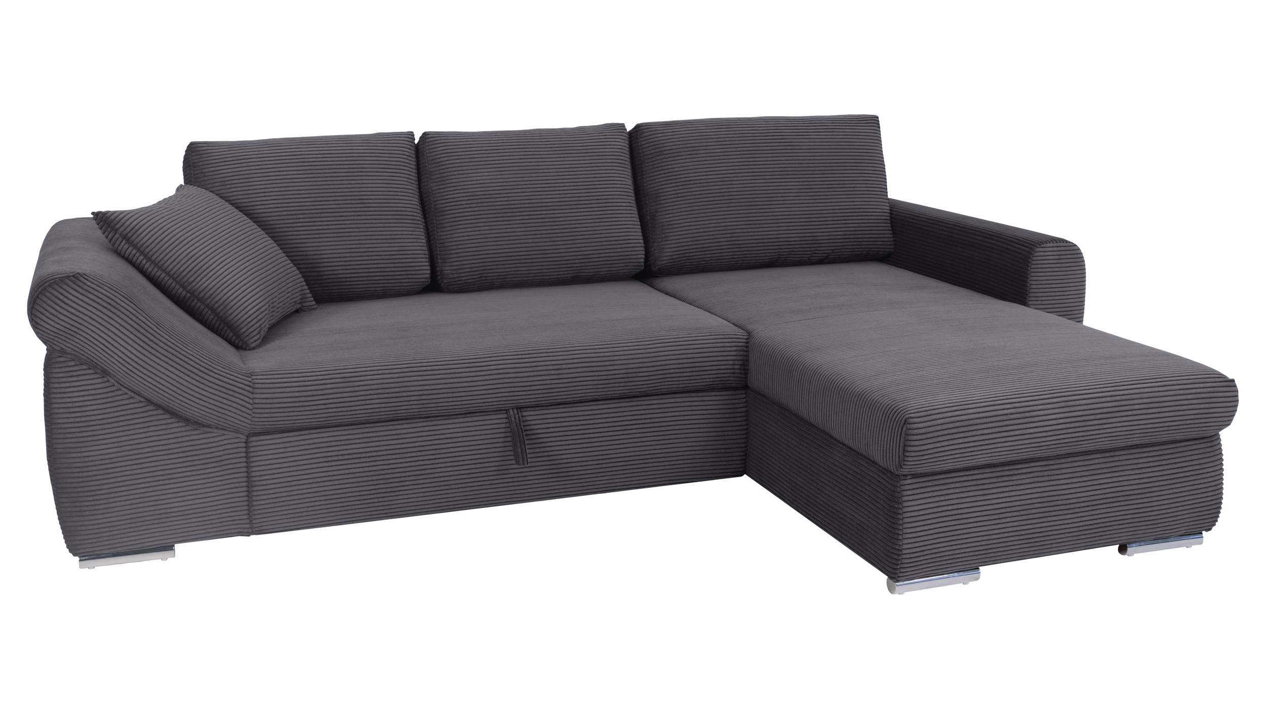 Ecksofa Schlaffunktion Bettkasten anthrazit Cord - RAMONA