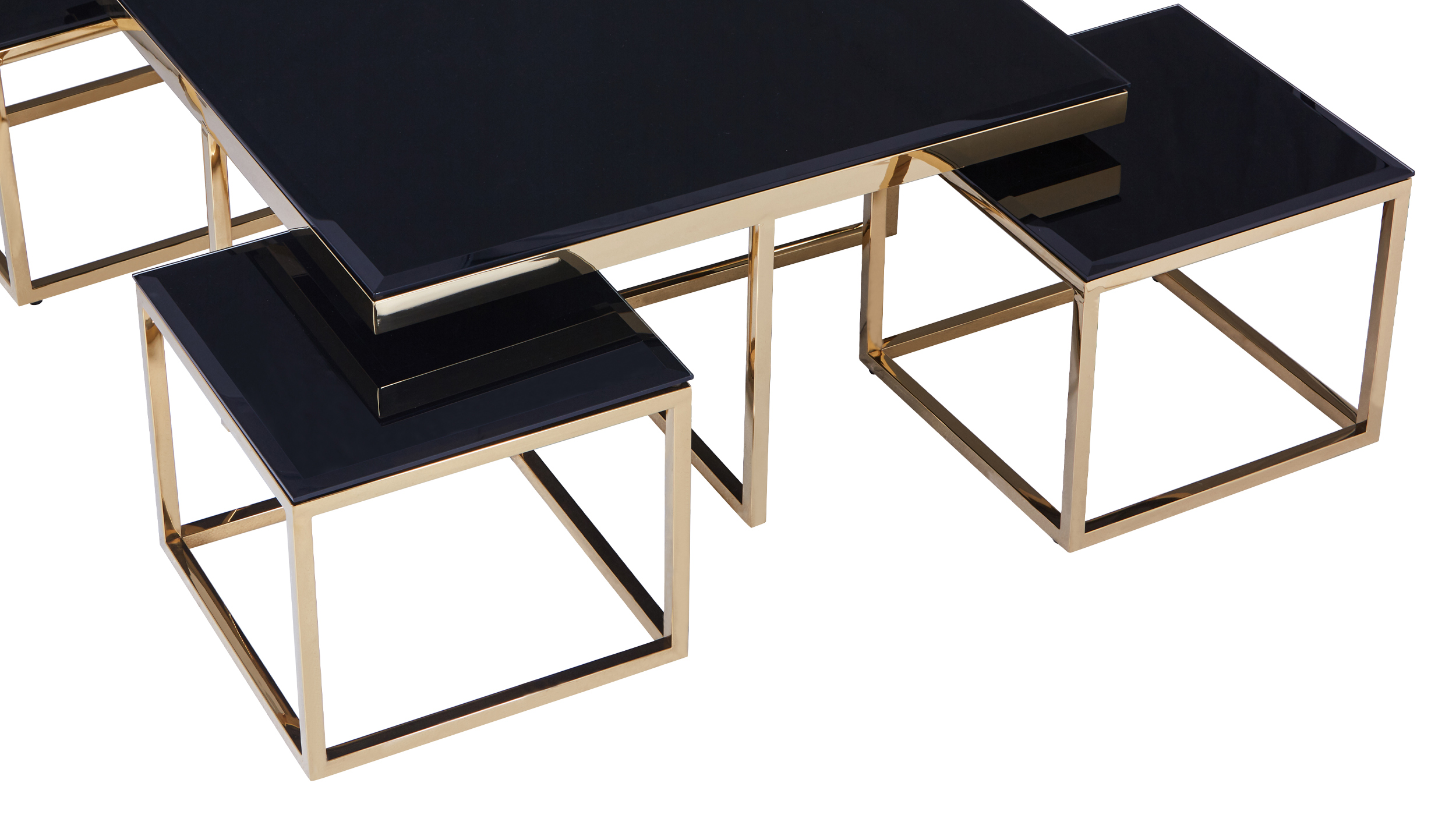 Couchtisch 5er-Set Glas schwarz - 90 x 90 cm - BIANCI