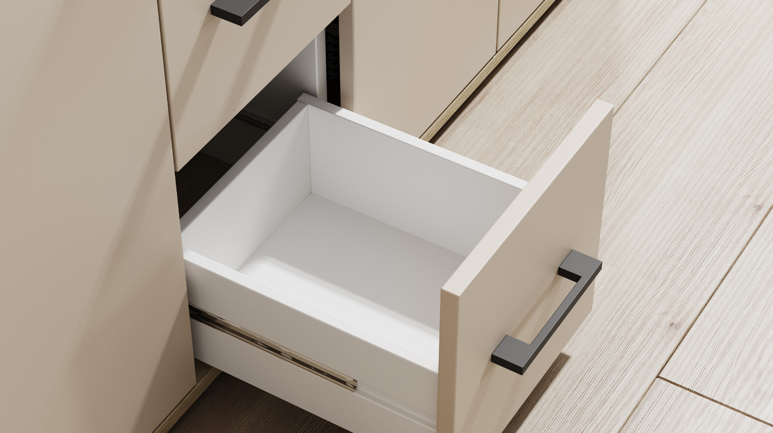 Highboard 4 Türen 3 Schubladen Artisan Eiche beige 139 cm - DRIFT