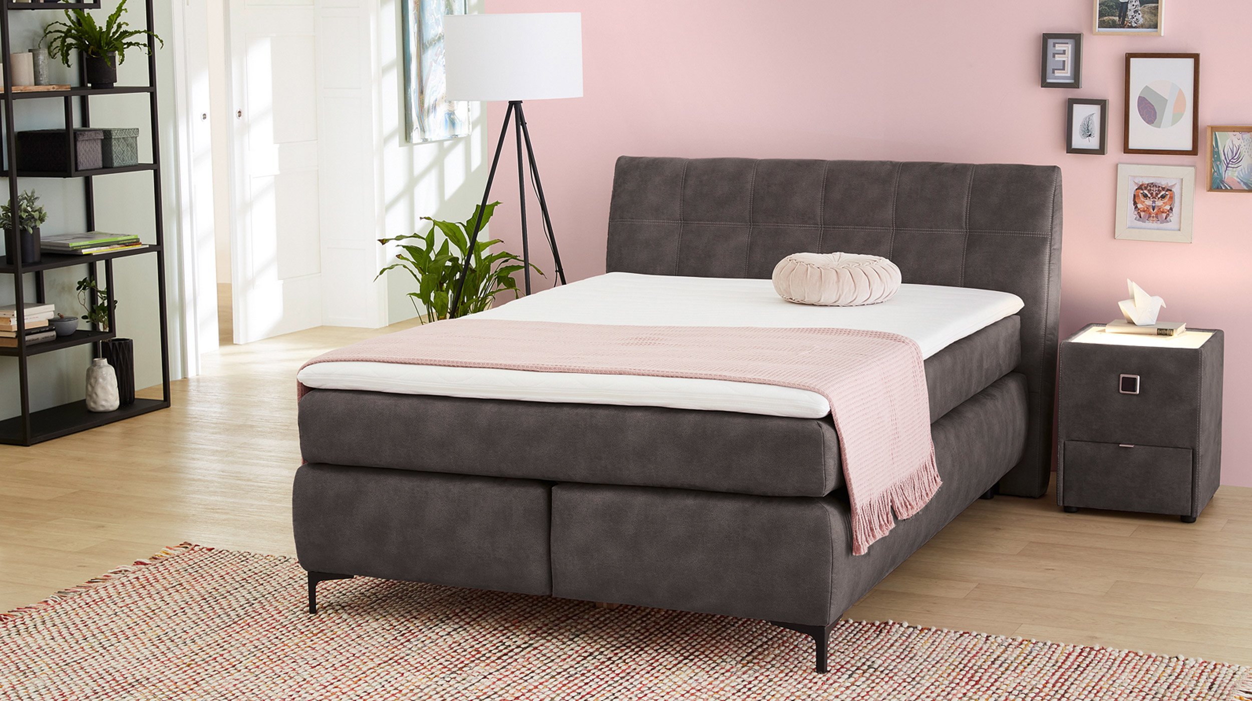 Boxspringbett 140 x 200 cm anthrazit - Microfaser - GITTA