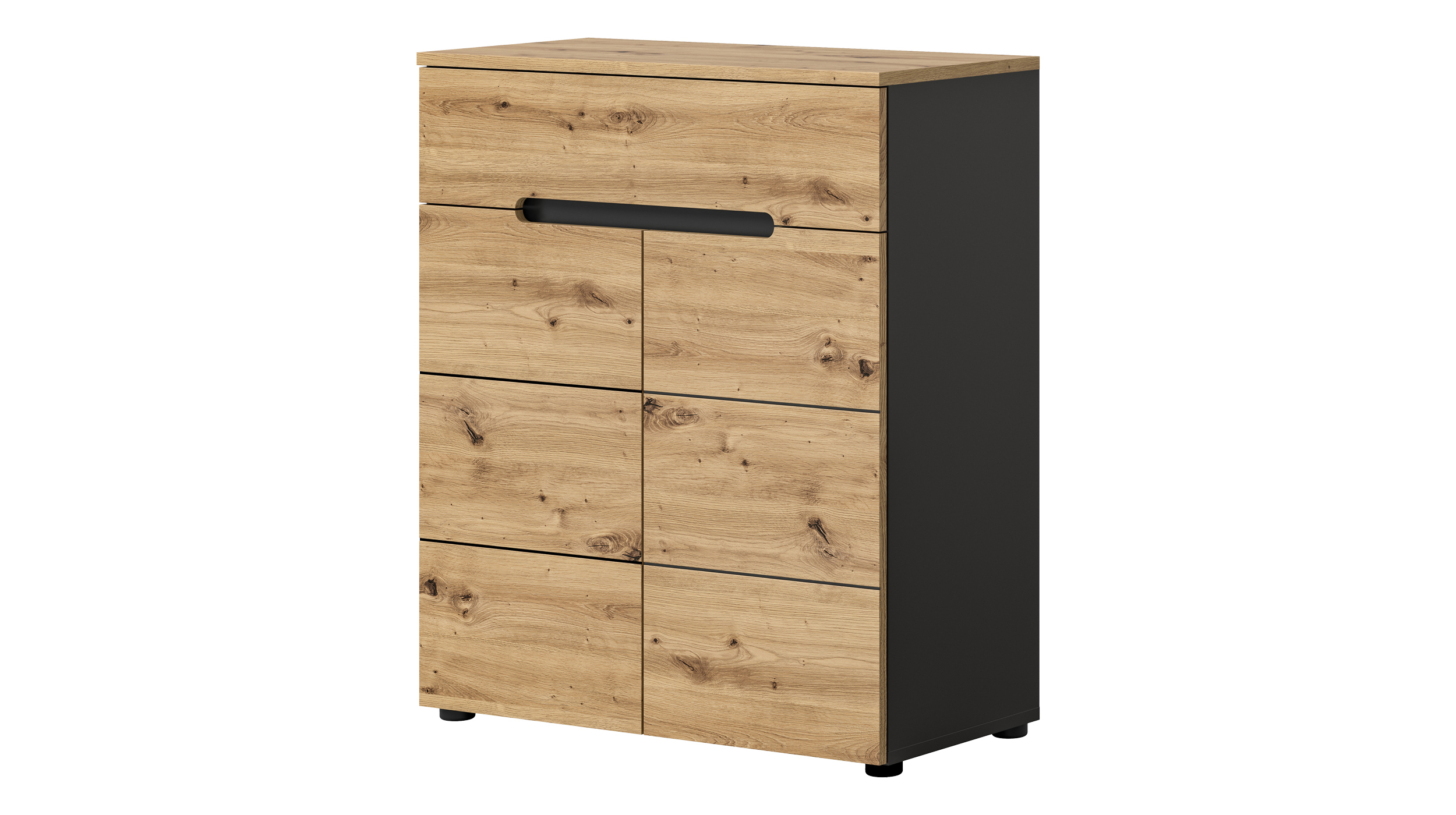 Kommode mit Schubladen anthrazit Artisan Eiche 80 cm - CANU