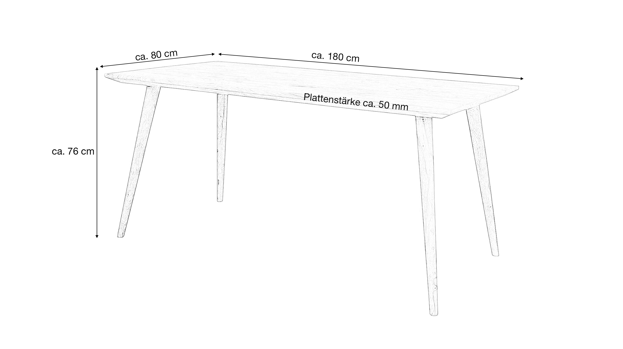Esstisch Sheesham Massivholz 180 x 80 cm - Rechteckig & Gebeizt - RAINE