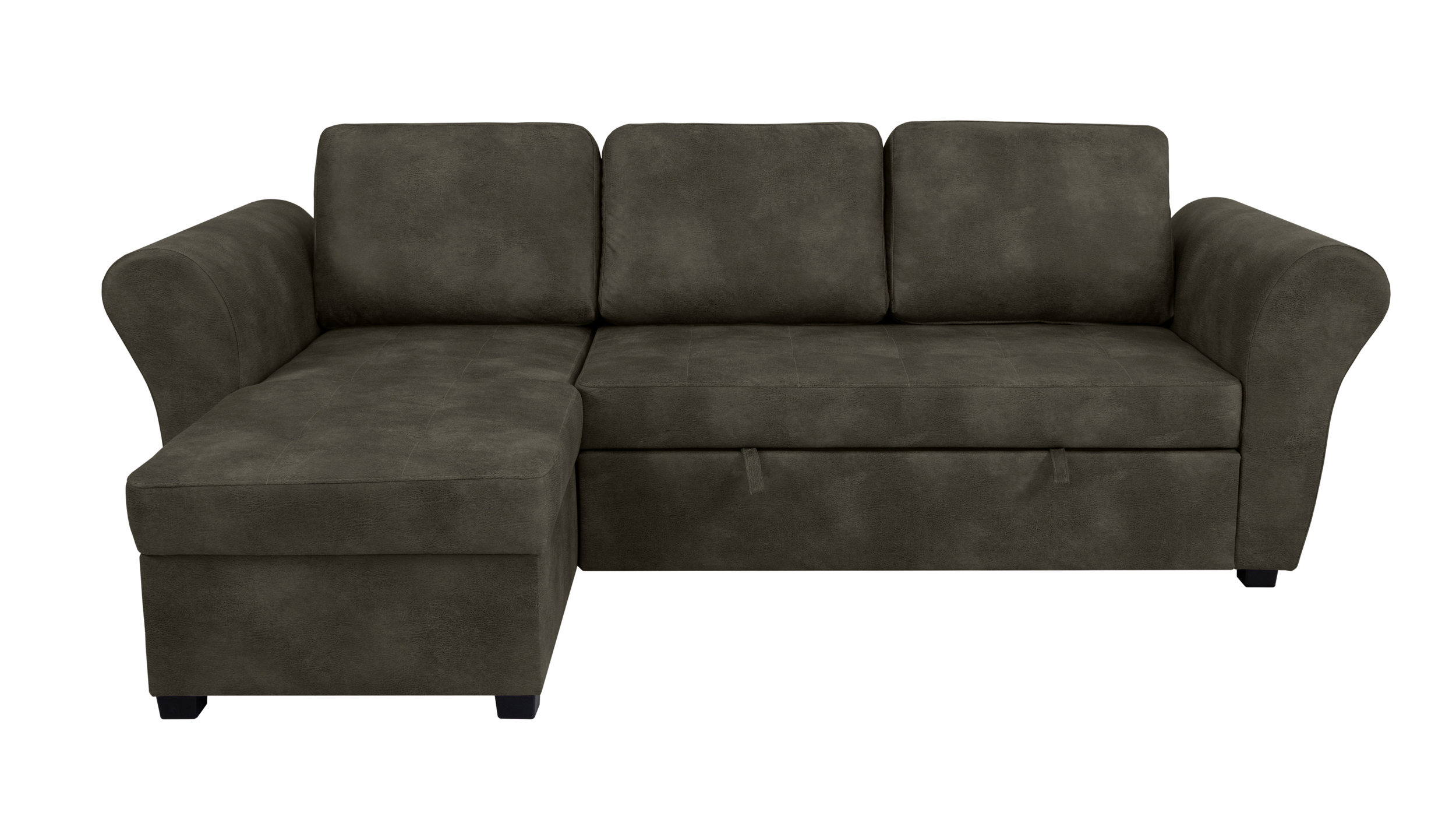 Ecksofa mit Schlaffunktion braun Bettkasten 260 cm - LASSE