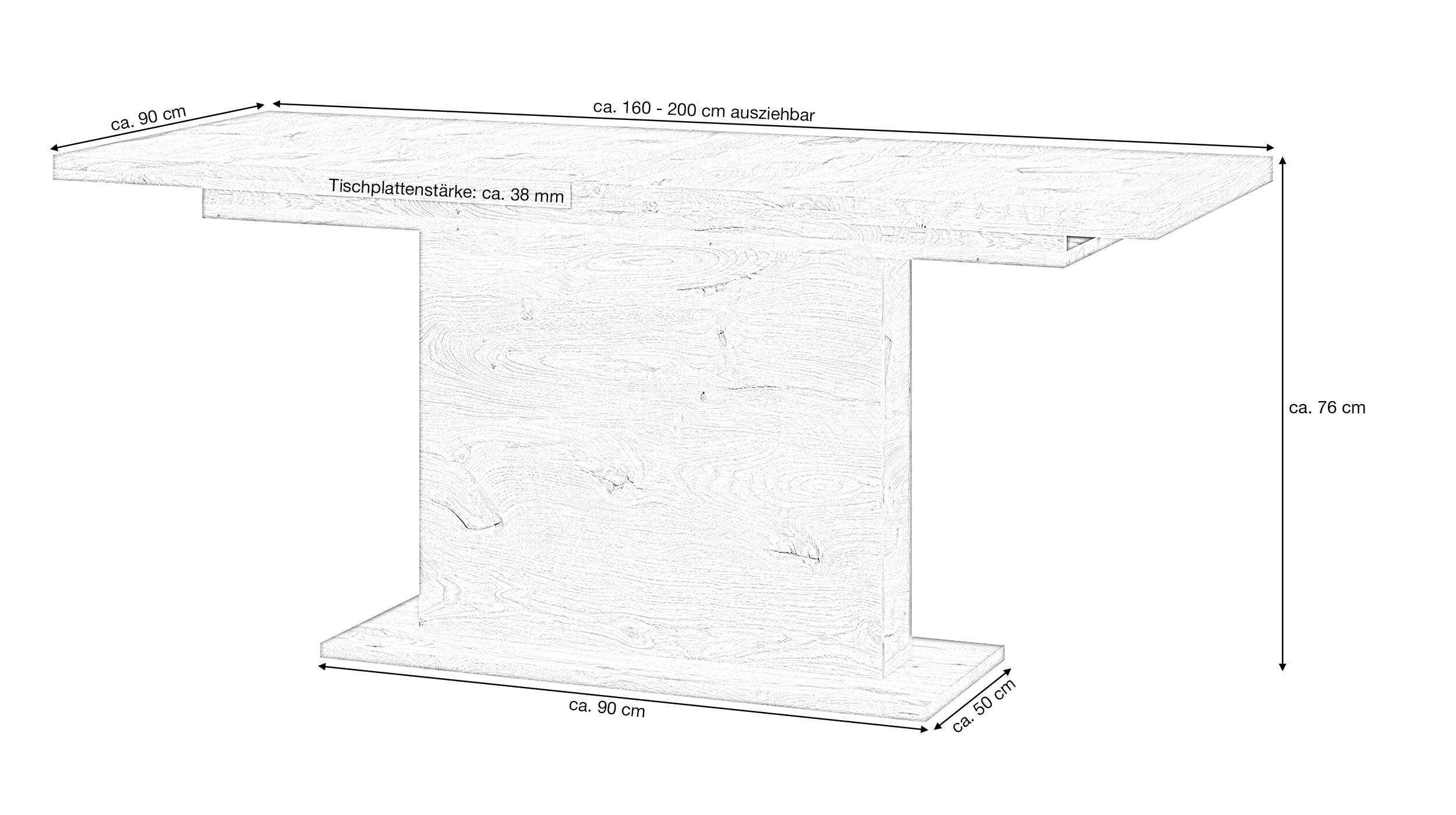 Esstisch 160 - 200 cm - ausziehbar - Viking Eiche - GRANO