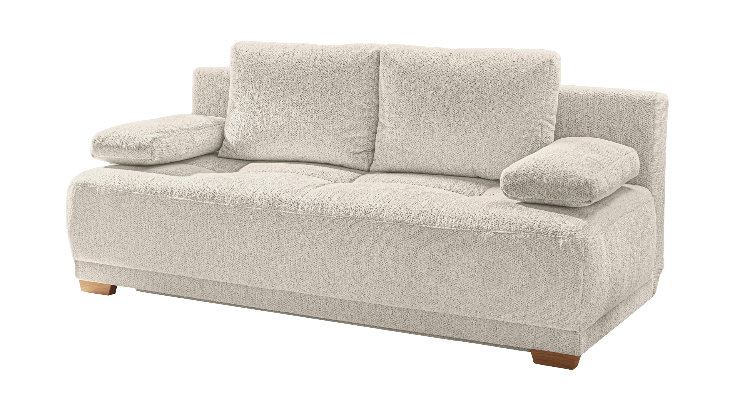 Schlafsofa beige ausziehbar mit Bettkasten 205 x 105 cm - DAVE