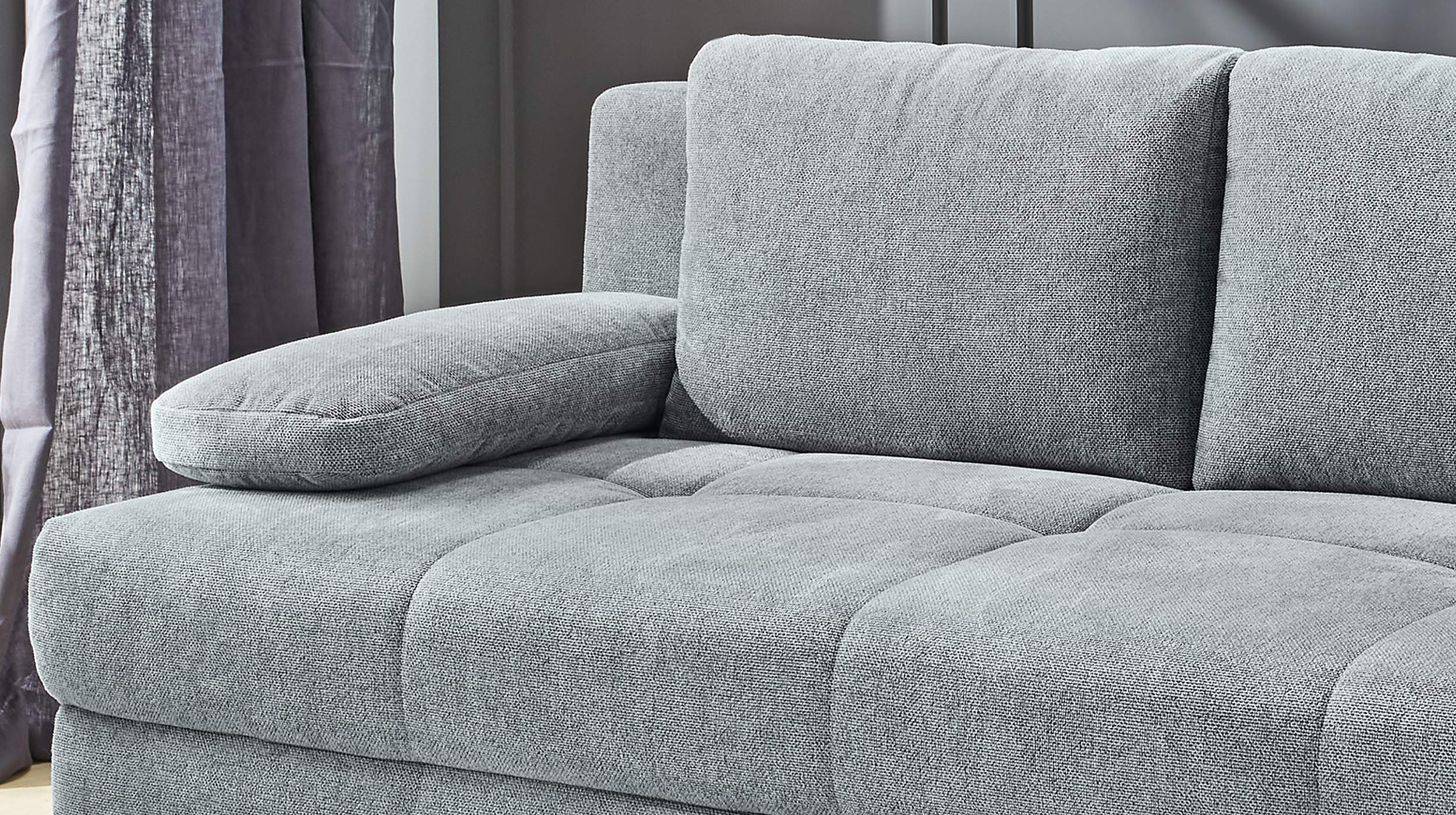 Schlafsofa Bettkasten grau Dauerschläfer Federkern 203 cm - CALLI