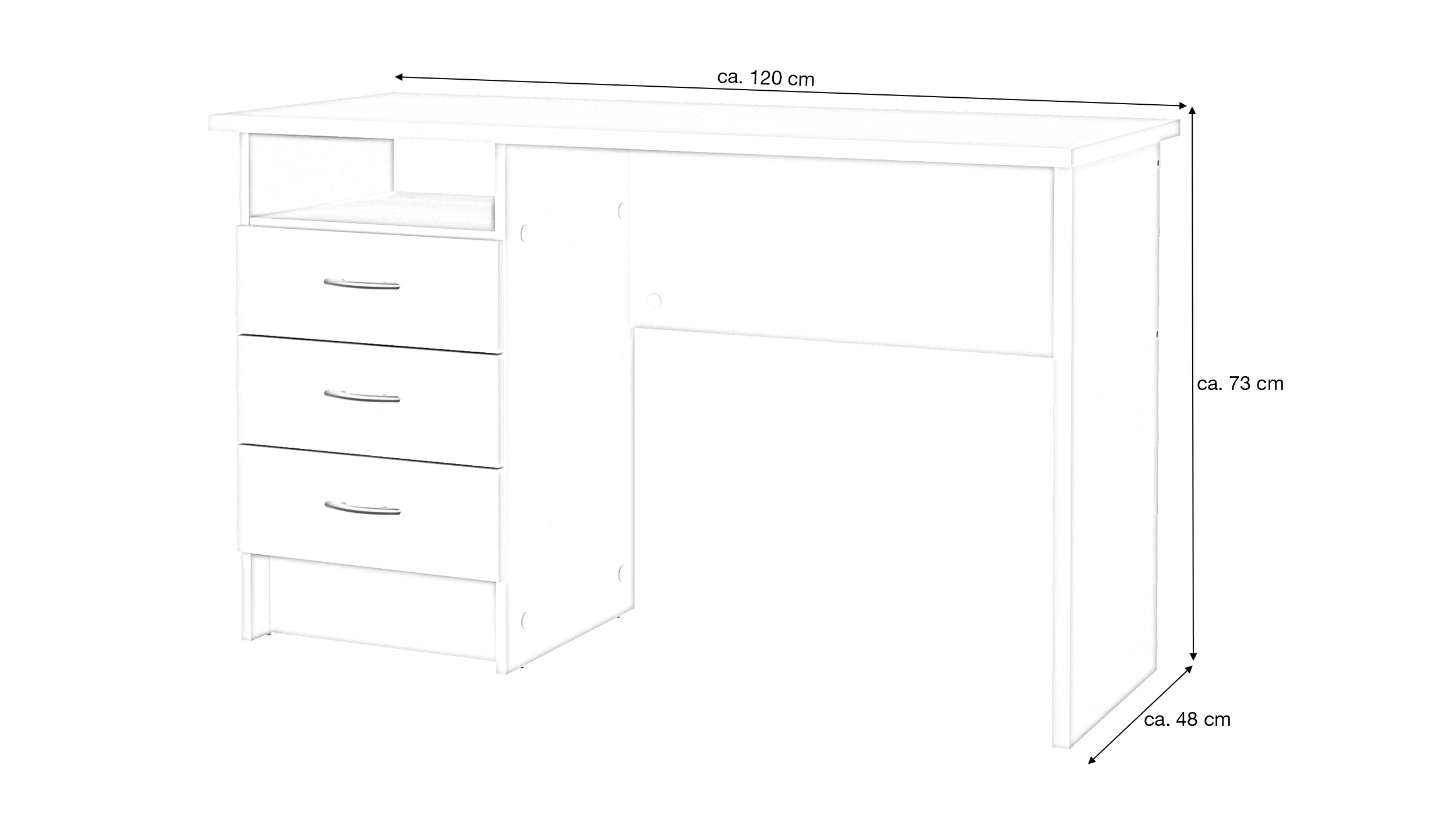 Computerschreibtisch mit 3 Schubladen 120 cm - FUNCTION PLUS