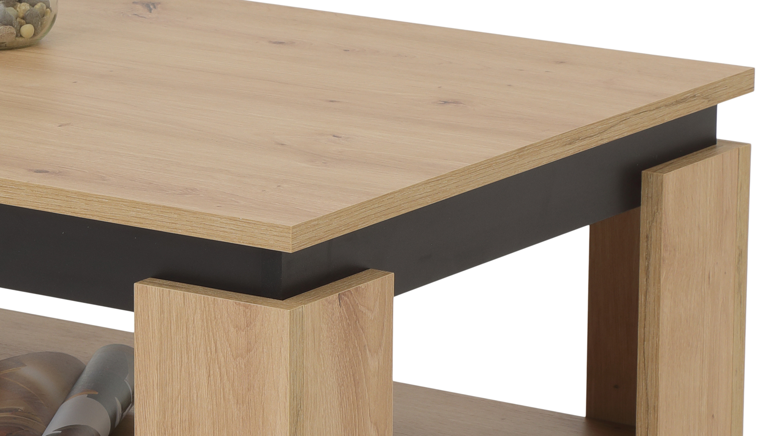 Couchtisch Artisan Eiche - schwarz 90 x 60 cm - TIM
