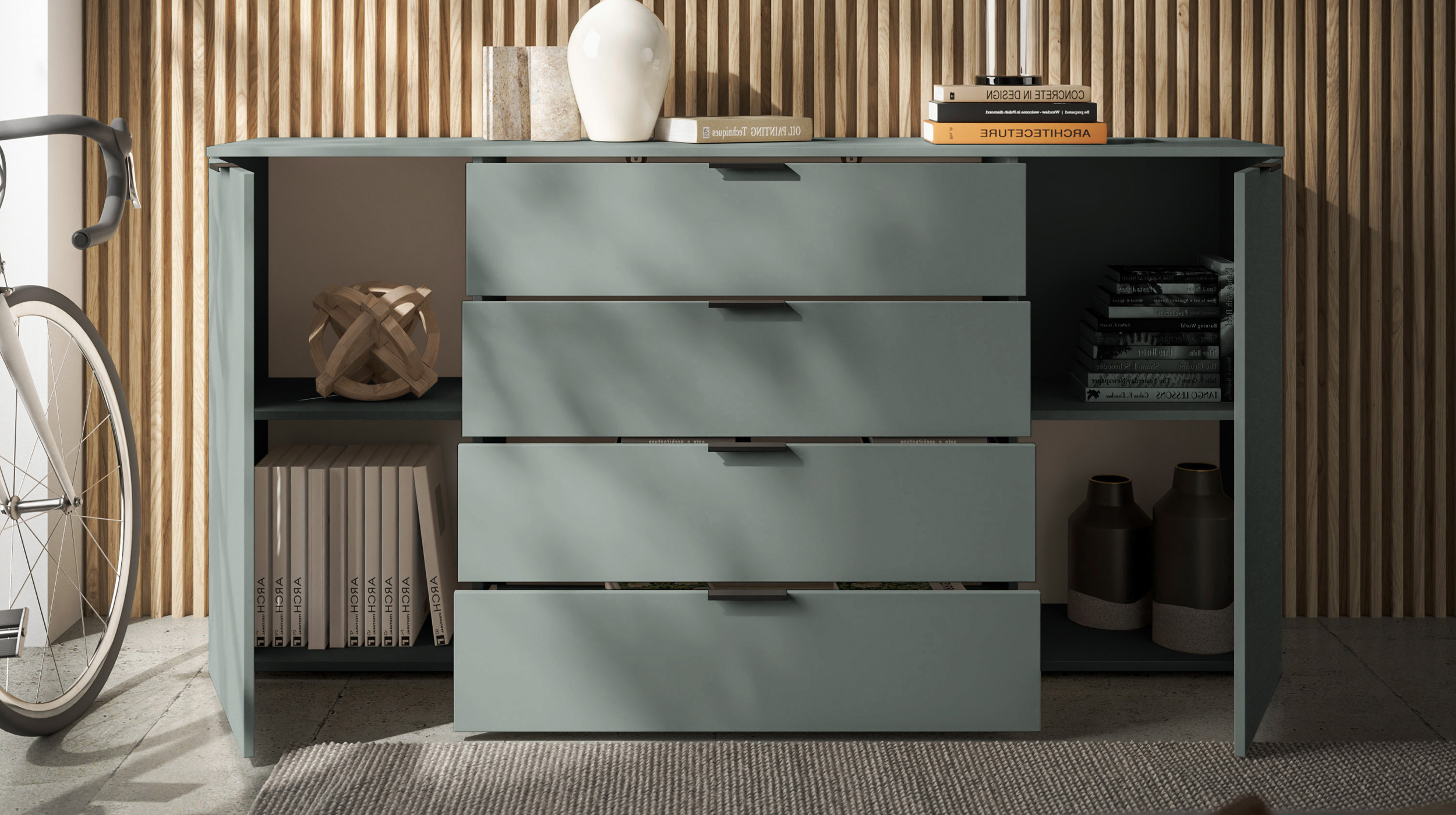 Sideboard mit 4 Schubladen grün 180 cm - LINZ