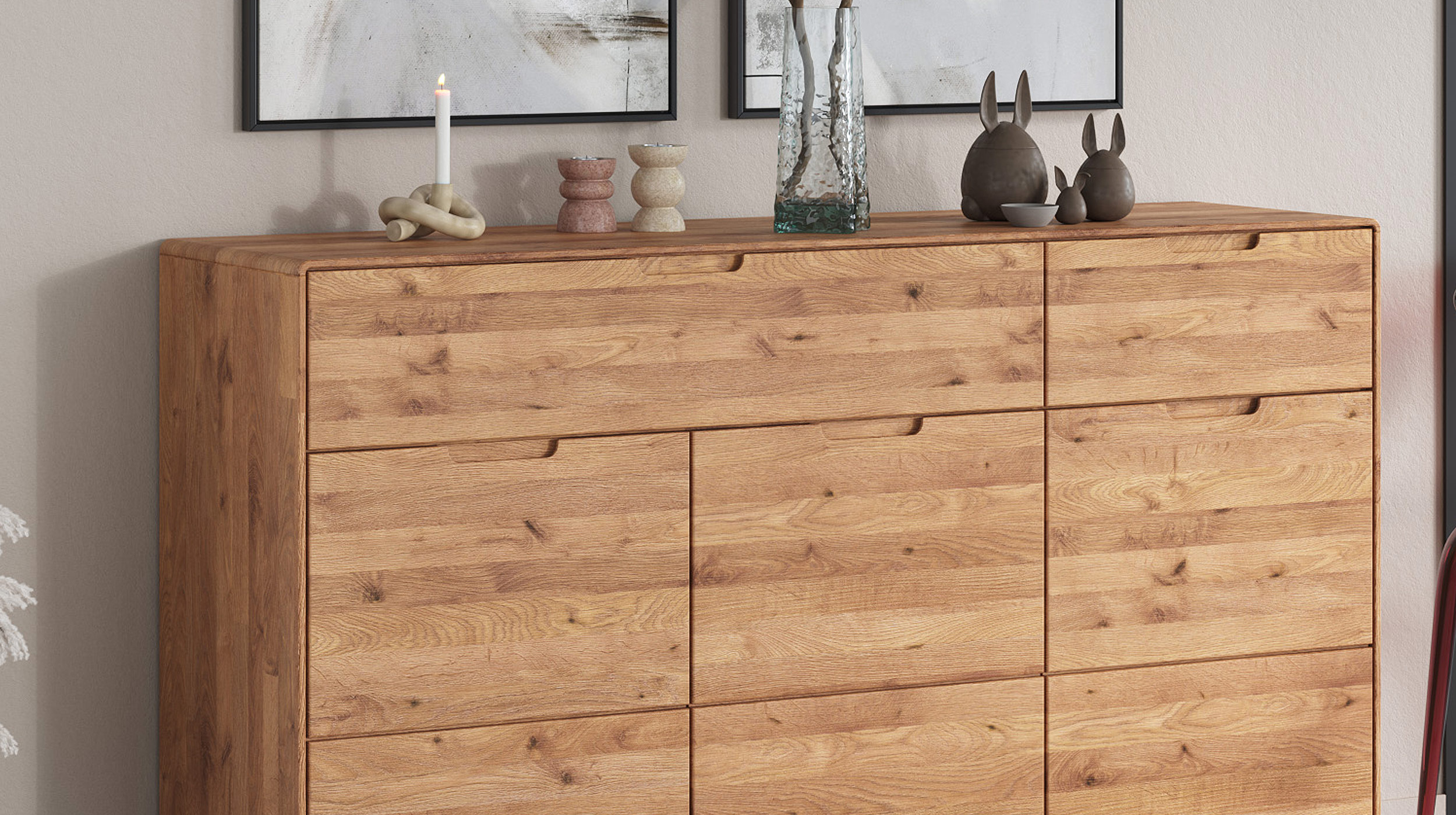Sideboard mit 2 Schubladen Wildeiche massiv 149 cm - LUCAS