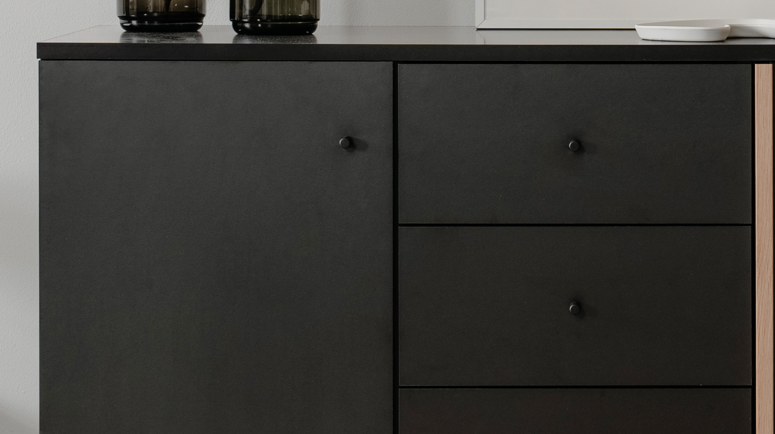 Kommode 4 Schubladen schwarz Artisan Eiche 118 cm - MONZA