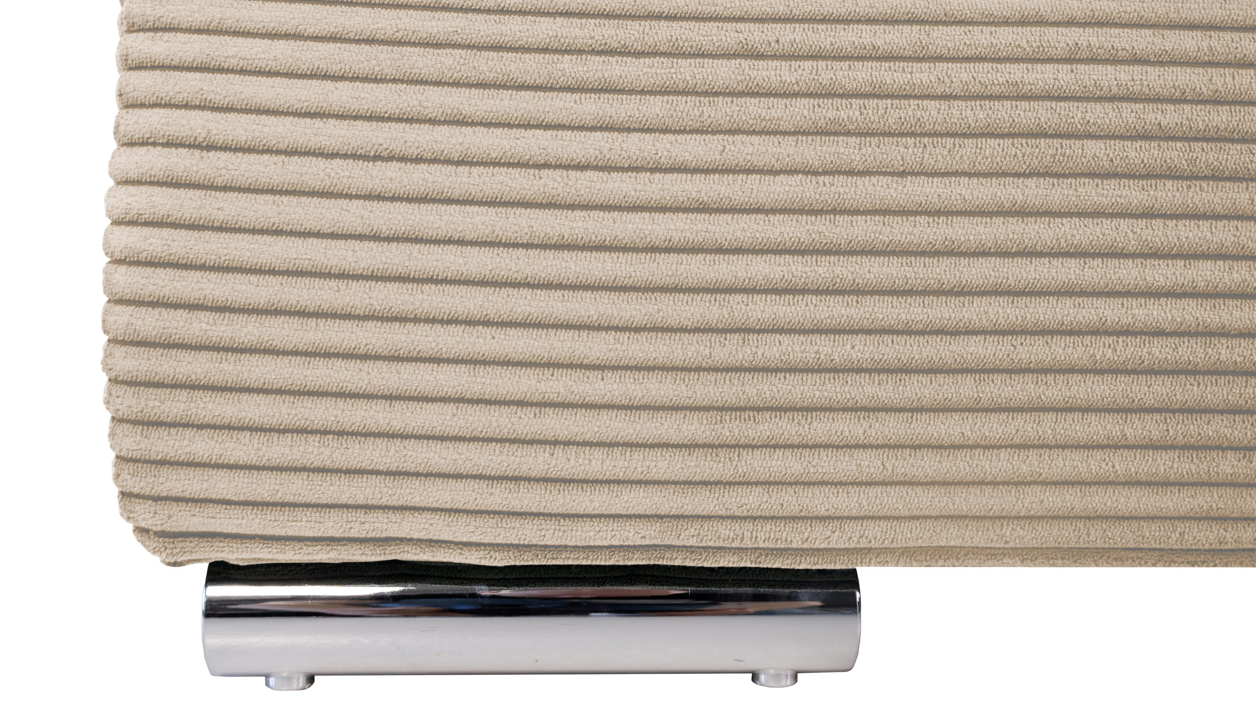 Ecksofa Schlaffunktion Bettkasten creme Cord 261 cm - RAMONA
