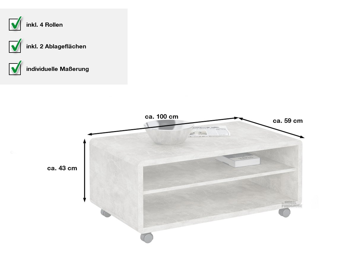 Couchtisch Betonoptik 100 x 59 cm - MARTIGNY
