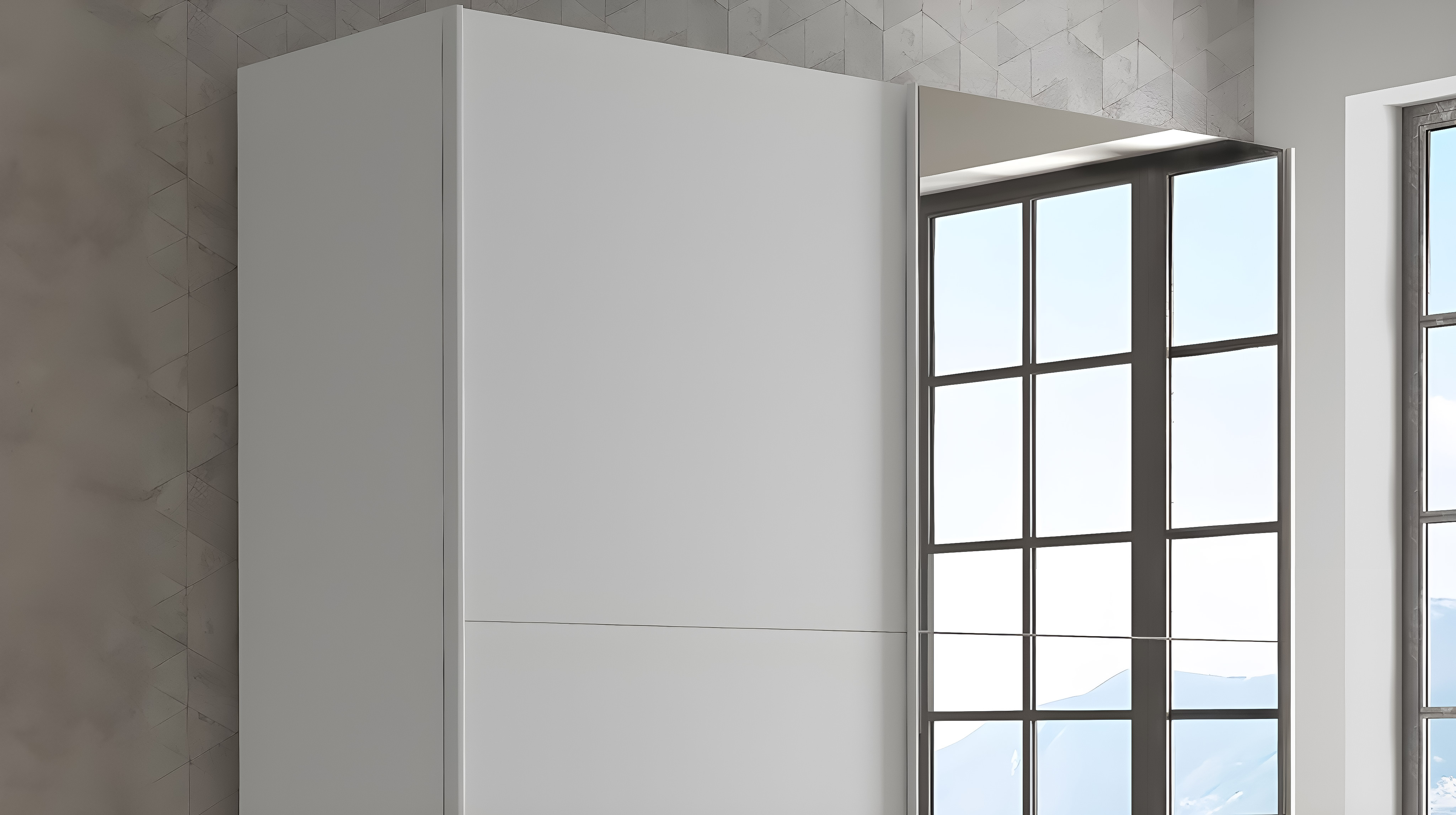 Schwebetürenschrank weiß mit Spiegel 170 cm 2-türig - WINN