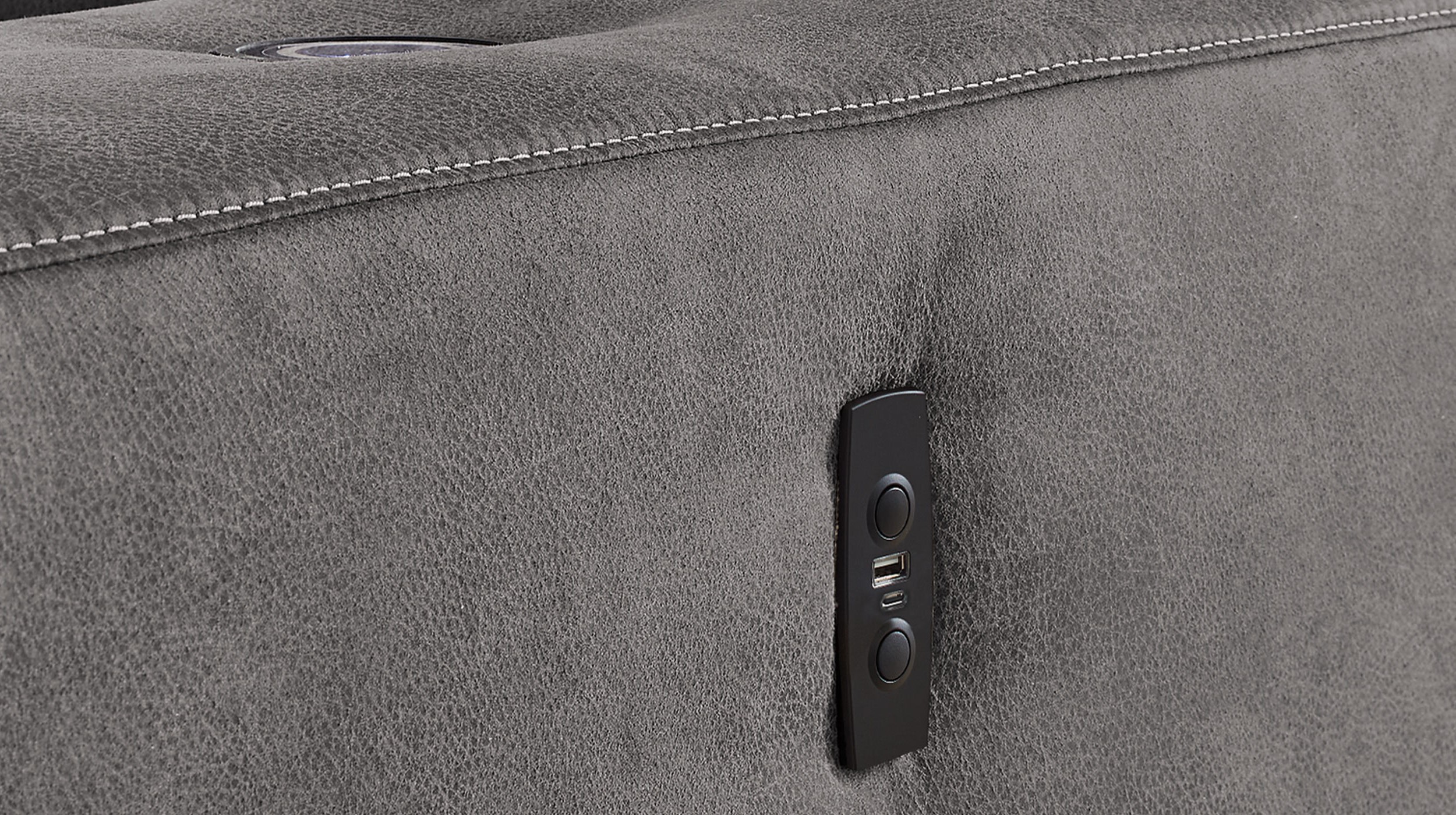 Ecksofa grau elektrisch ausfahrbar 315 cm - LE MANS