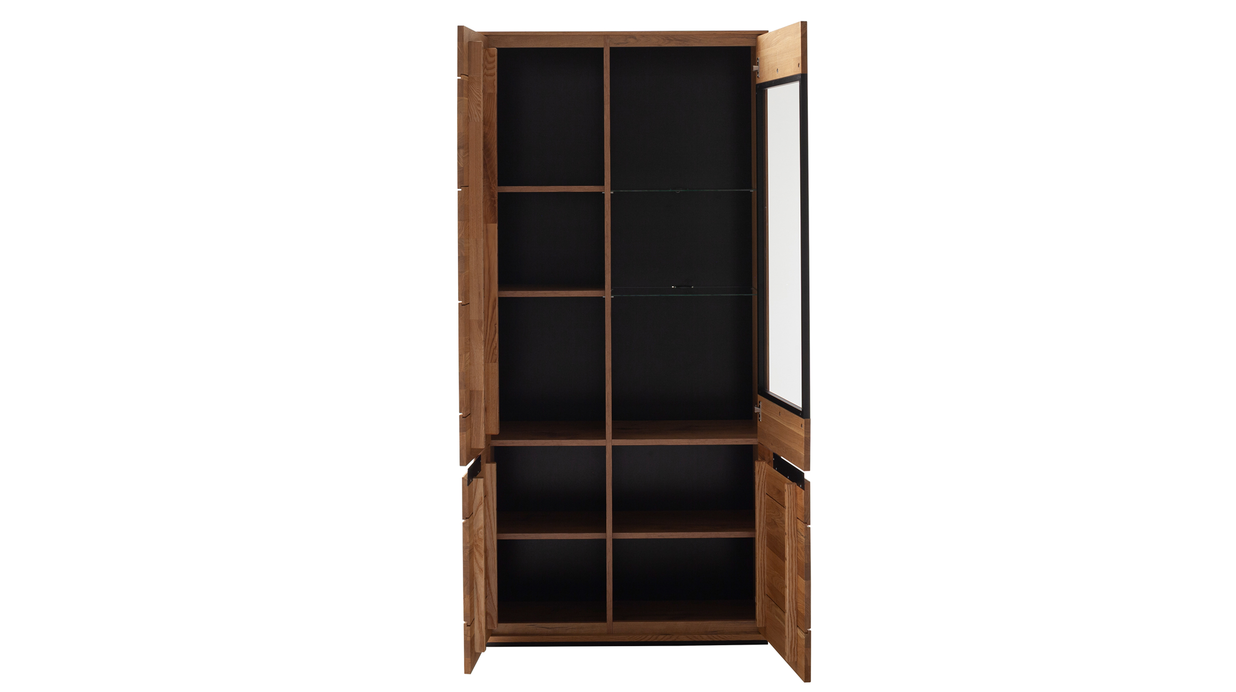 Vitrine mit Glastür Wildeiche teilmassiv geölt Breite 93 cm - ARAYA