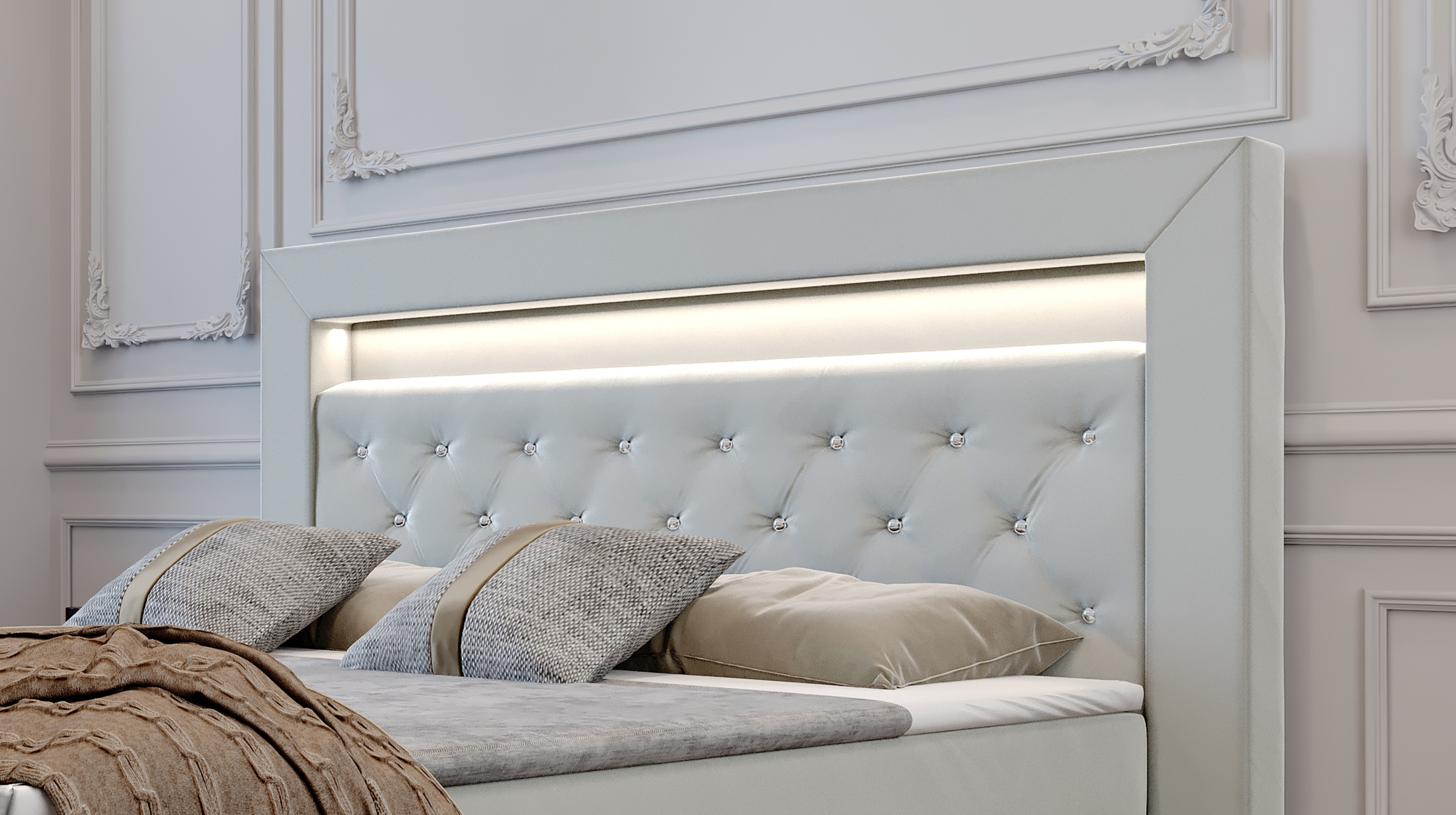 Boxbett 180 x 200 cm mit Bettkasten grau - SINGAPUR LUX