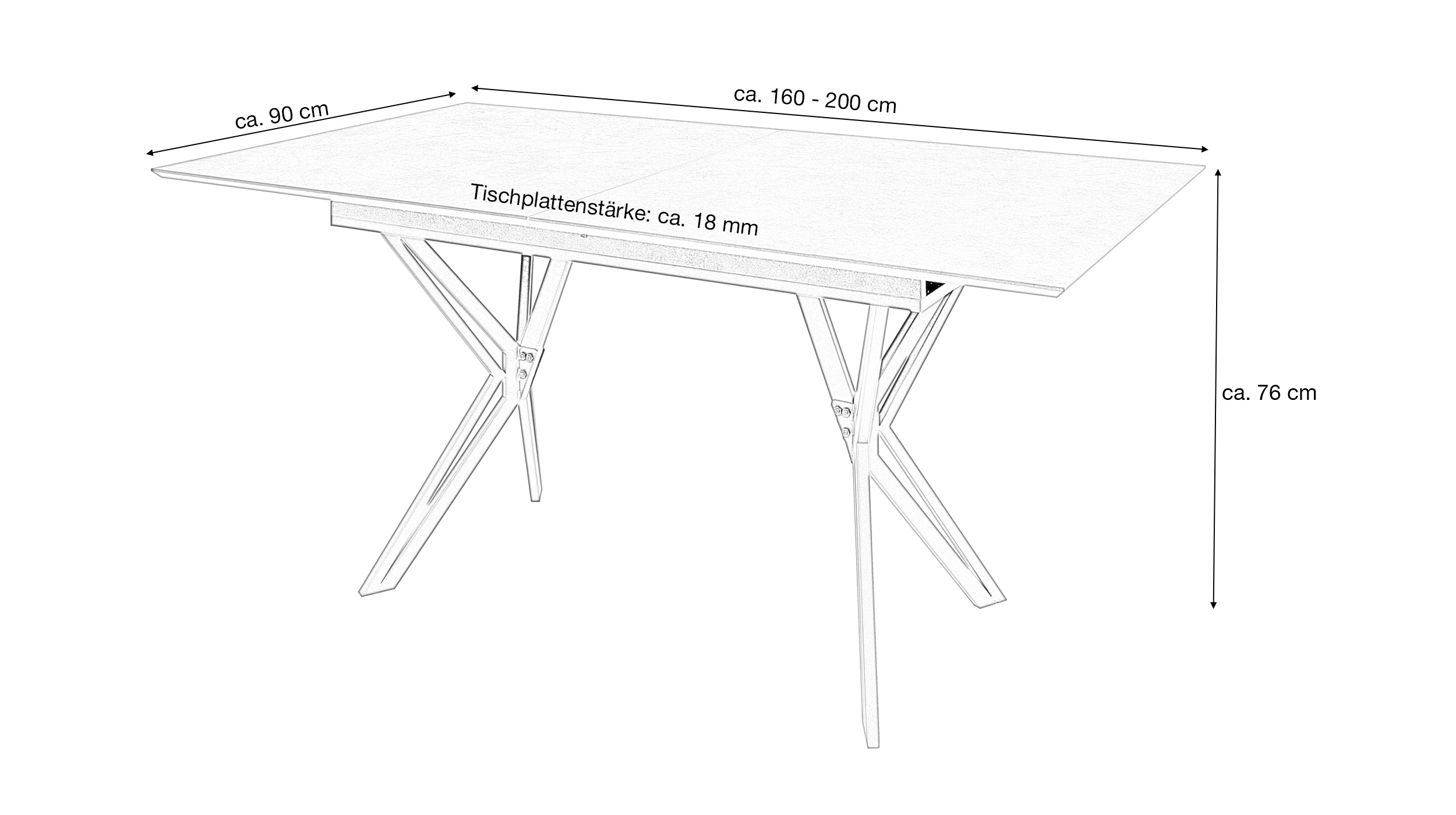 Esstisch ausziehbar 160 - 200 cm Steinoptik - PULA