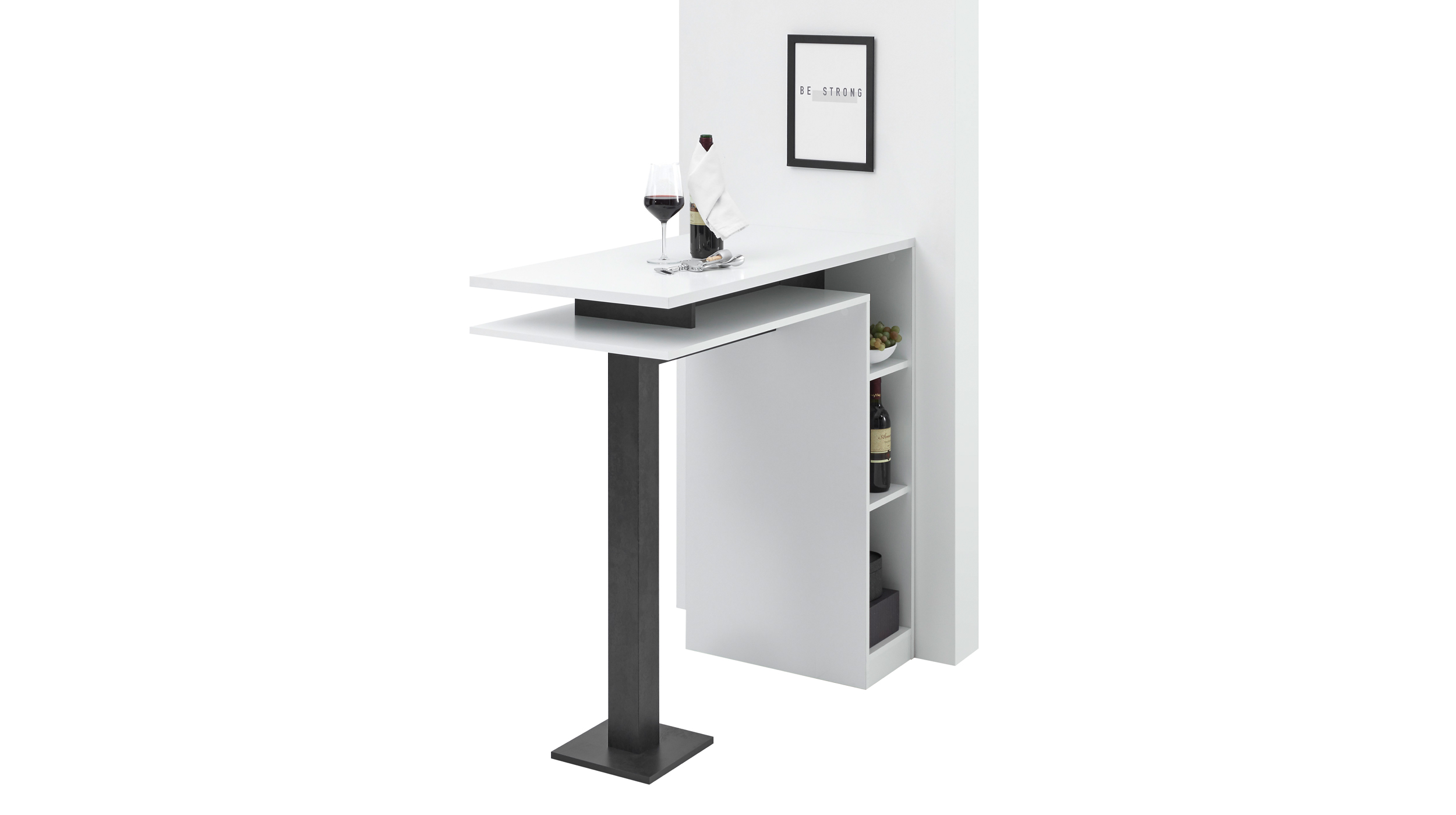 Bartisch weiß - Betonoptik 108 x 50 cm rechteckig - BAY