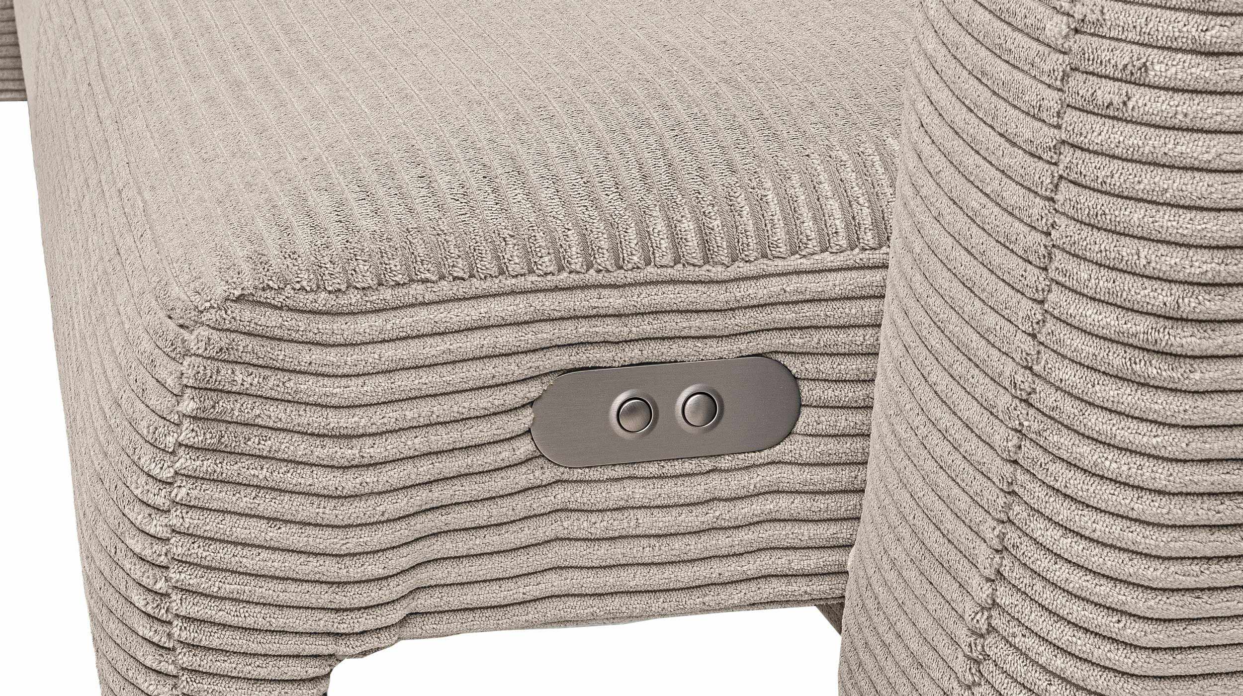 Ecksofa Cord beige elektrisch ausfahrbar 277 cm - OT- links - ALISSON
