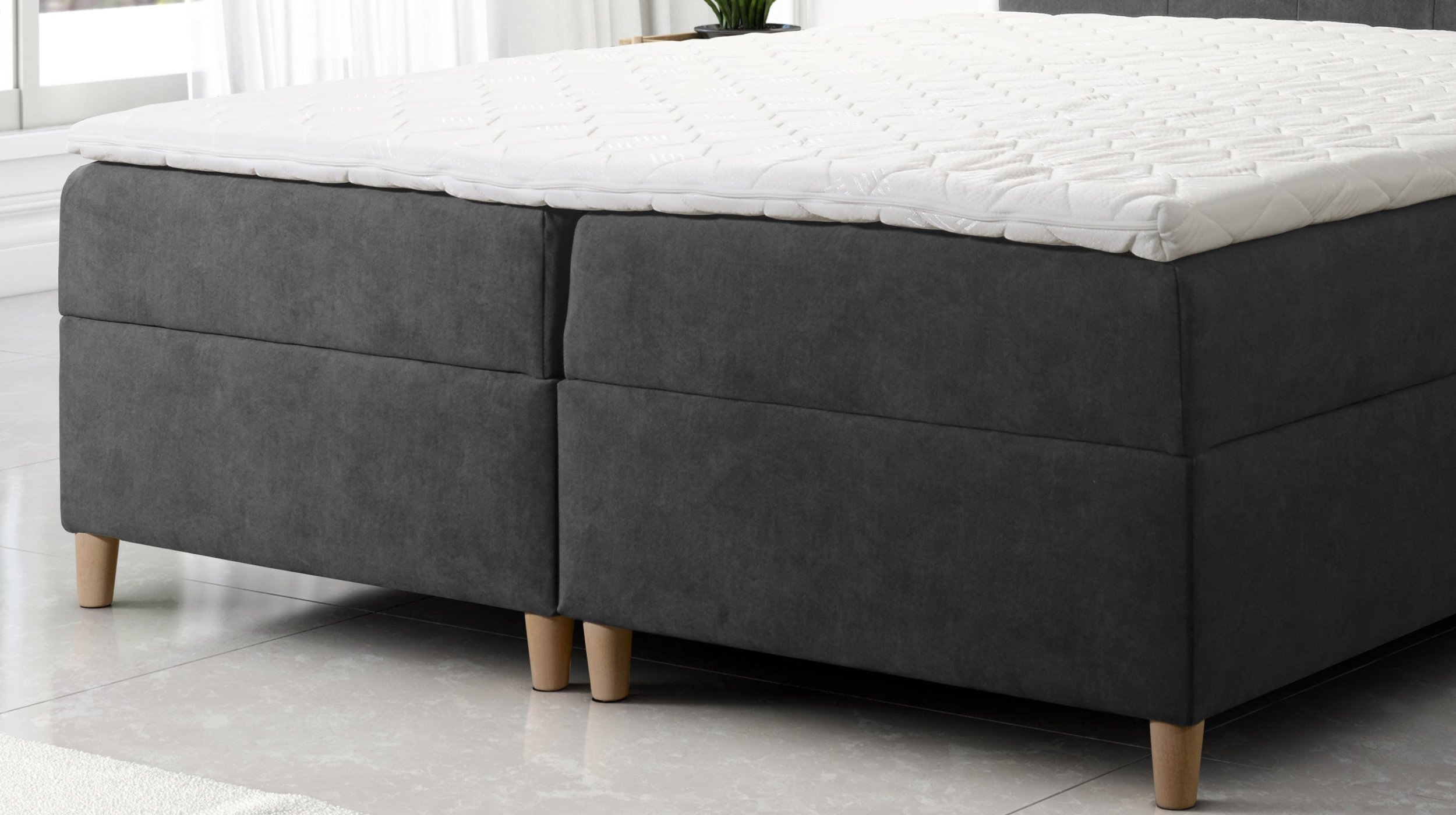 Boxbett 160 x 200 cm anthrazit Bettkasten - ADORA