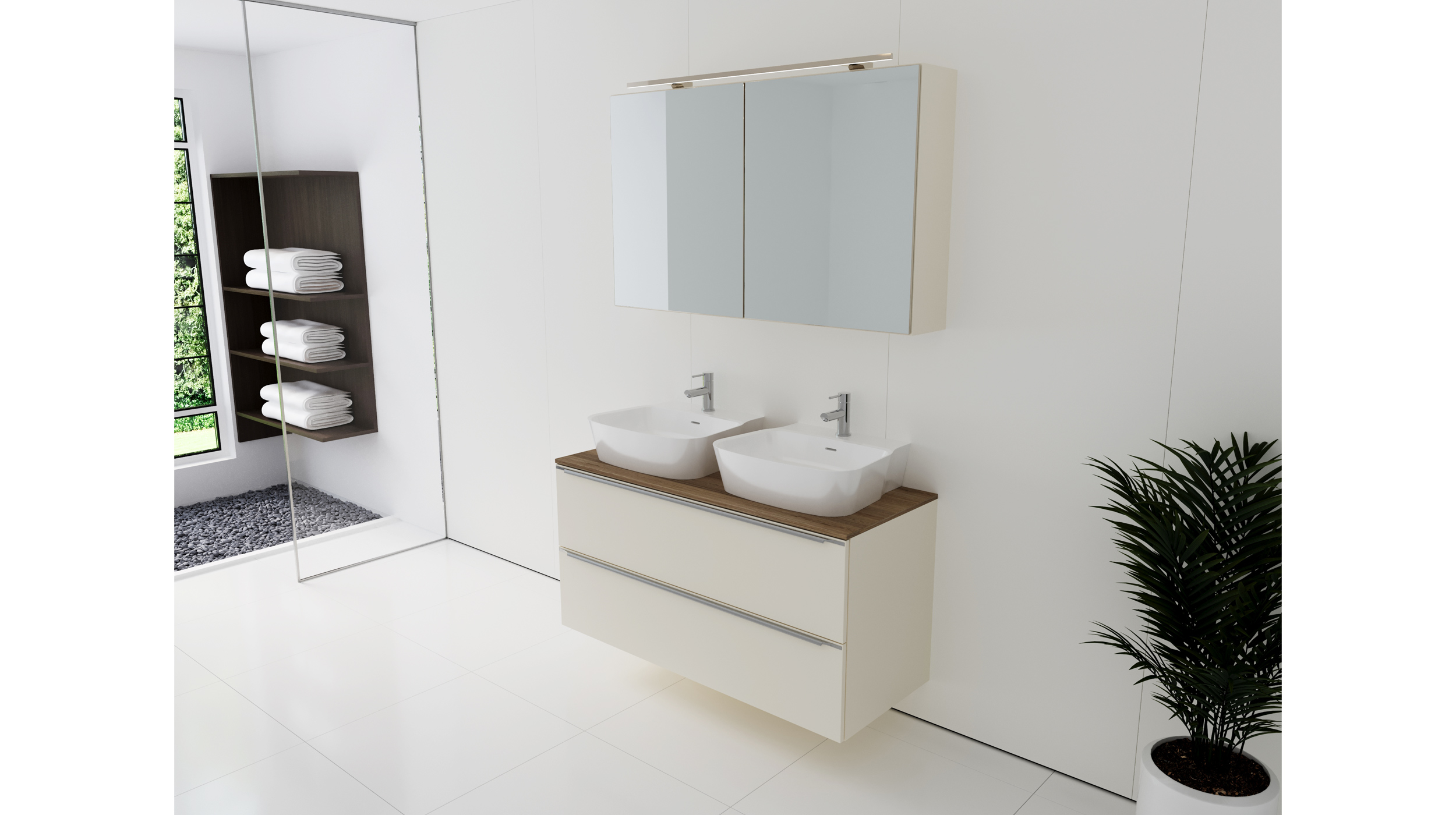 Badmöbel-Set Magnolia - 2 Teile - Waschtisch 120 cm - LEONEL