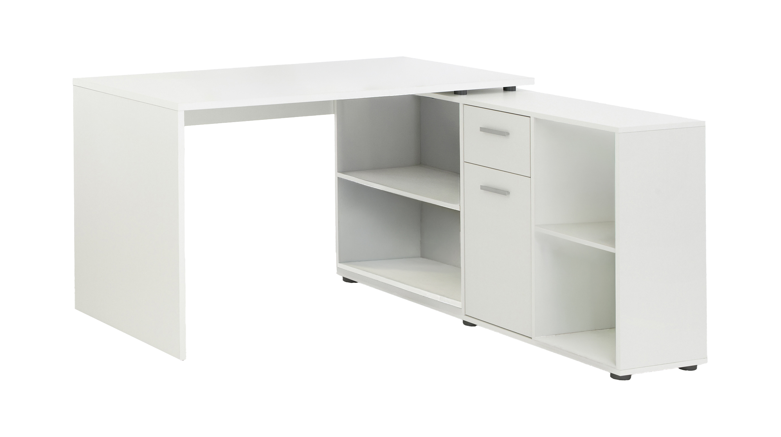 Eck-Schreibtisch weiß 136 cm - mit Schublade - LEXO