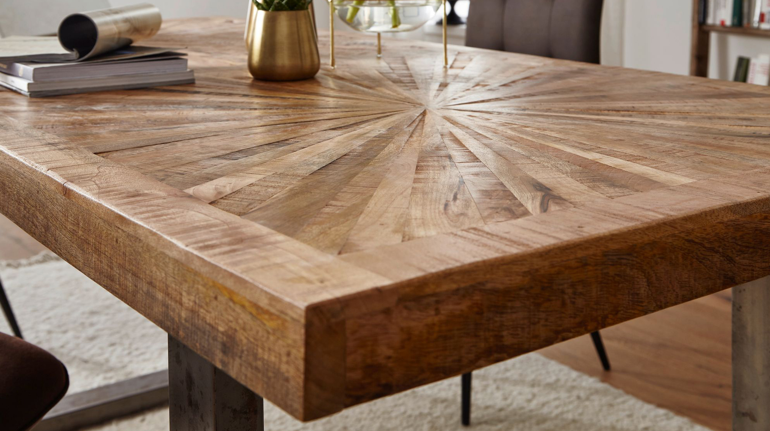 Esstisch massives Mango-Holz lackiert 200 x 100 cm - MARETH
