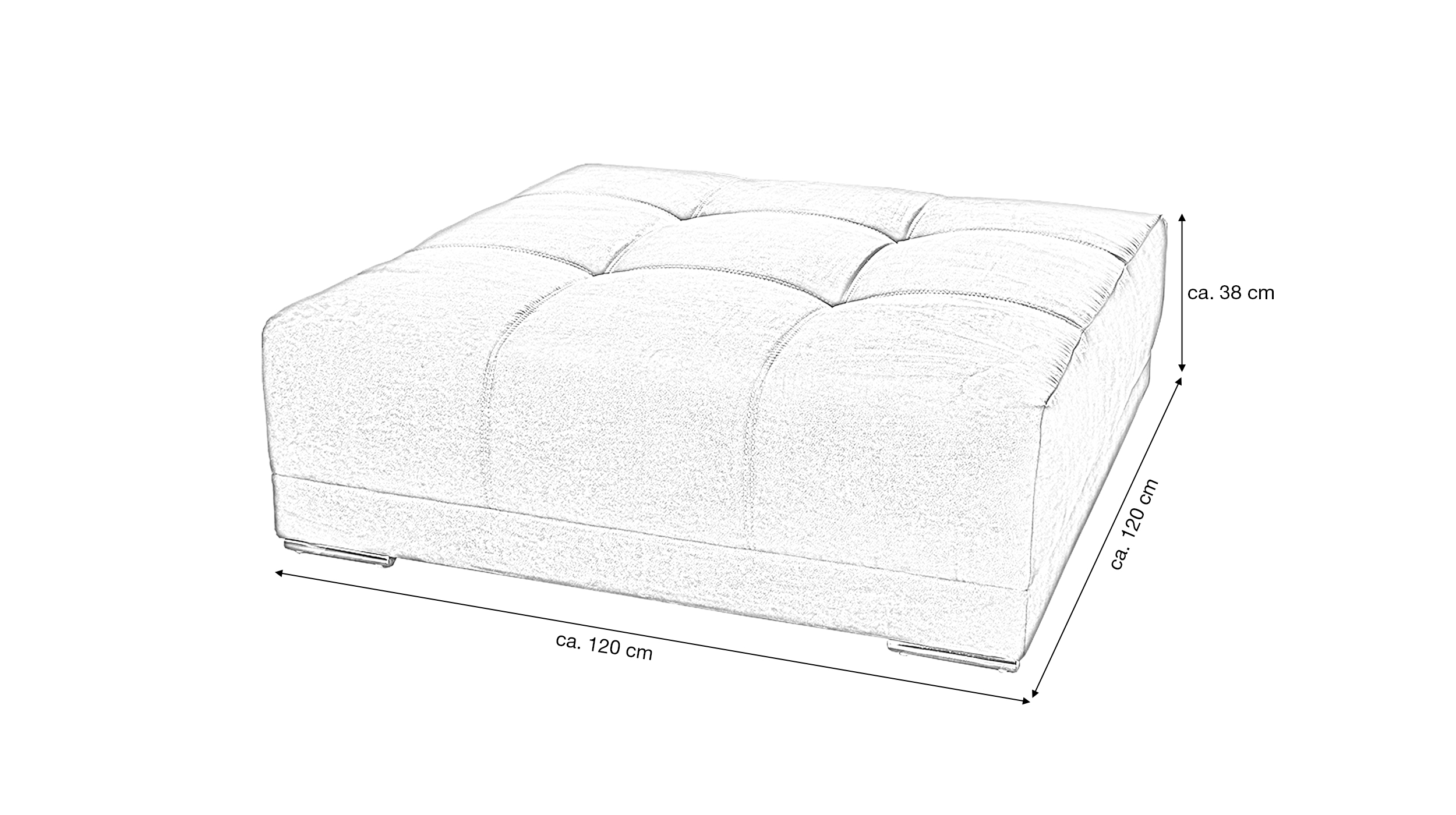 Hocker Sitzhocker 120 x 120 cm Microfaser grau - MOLDAU