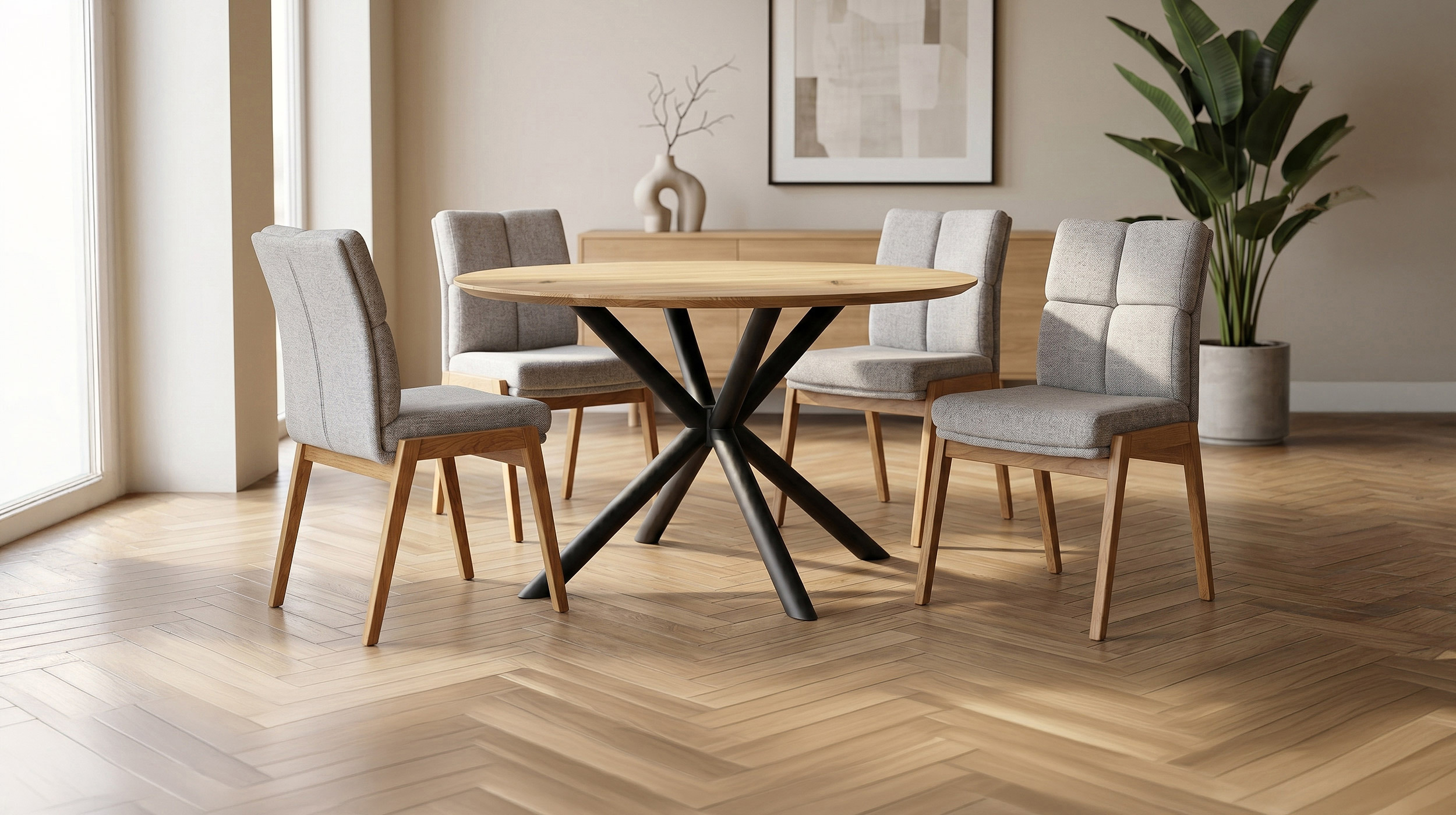 Esstisch Massivholztisch rund Eiche geölt 120 cm - LUND