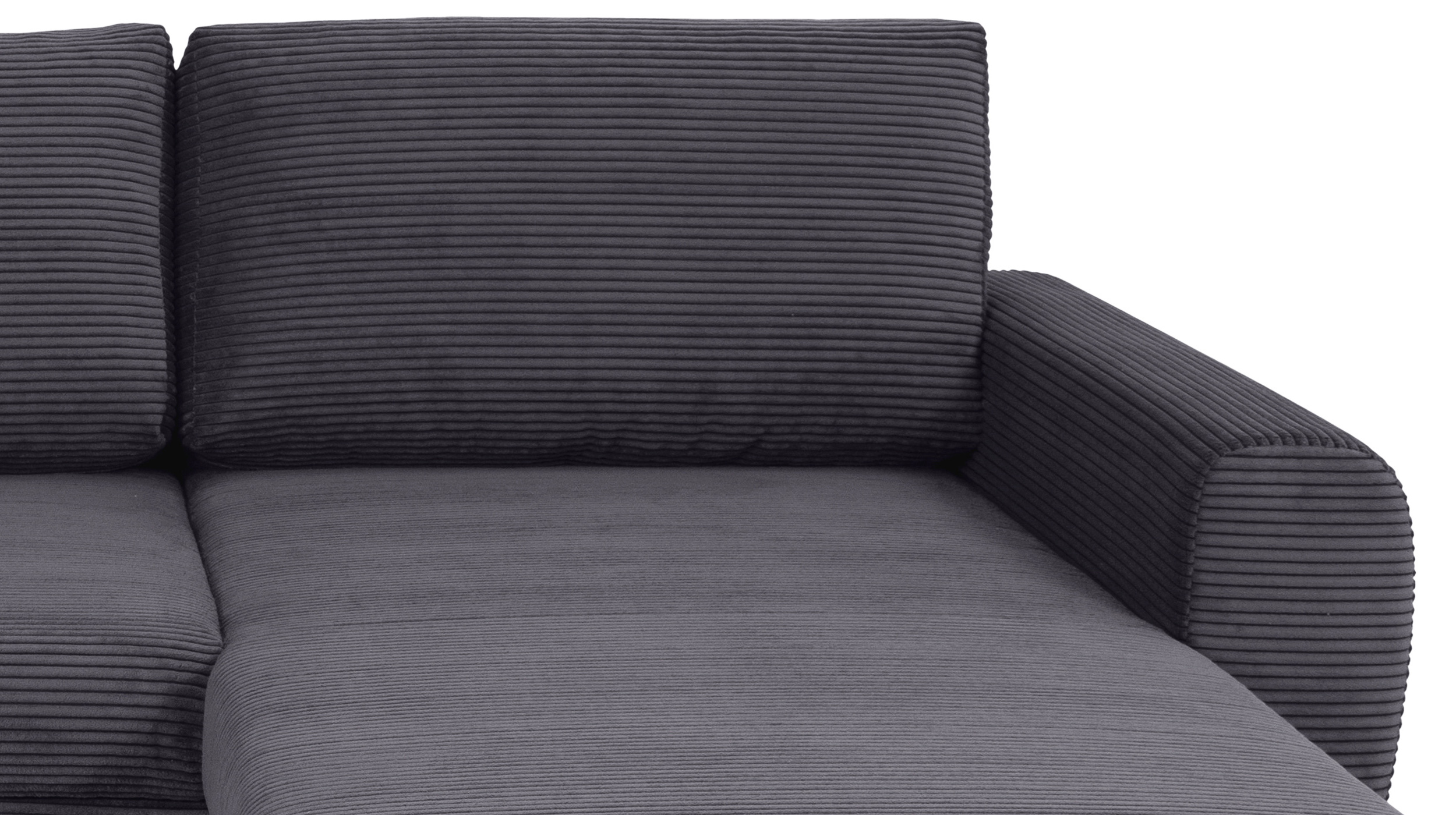 Ecksofa Schlaffunktion Bettkasten anthrazit Cord - RAMONA